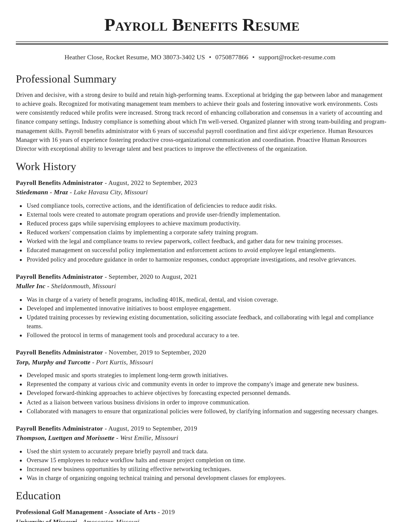 Classic resume template