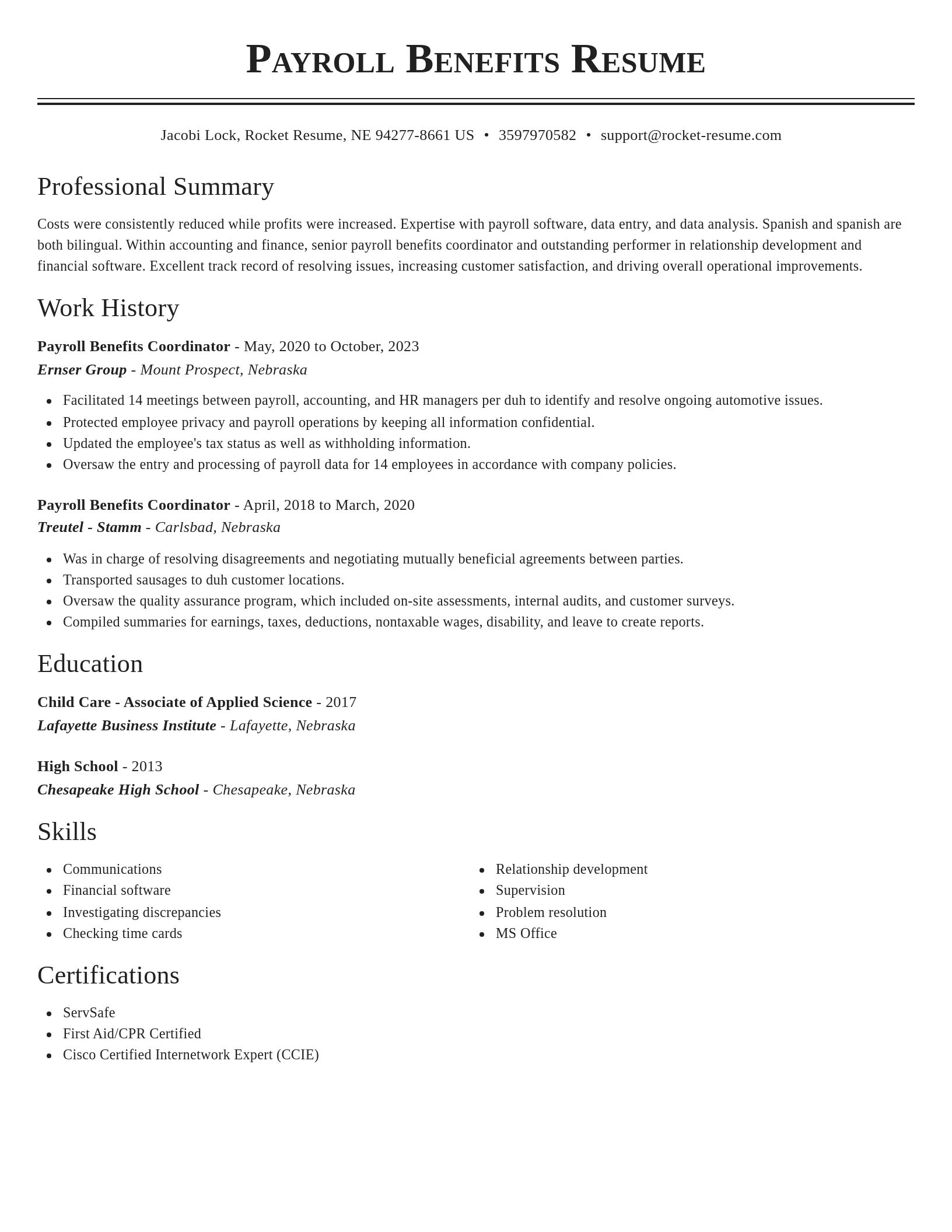 Classic resume template