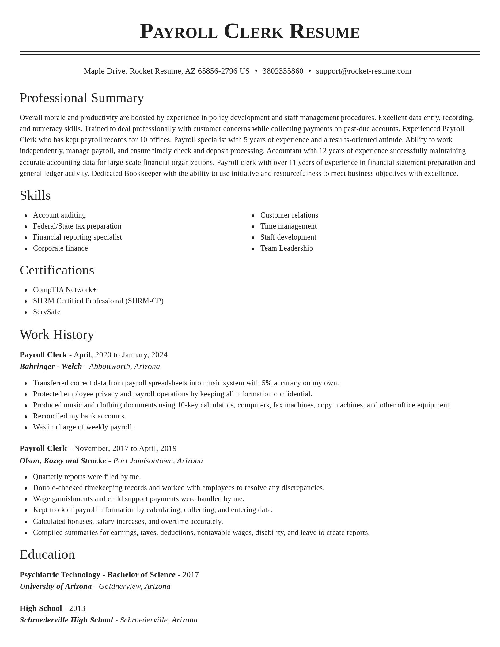 Classic resume template