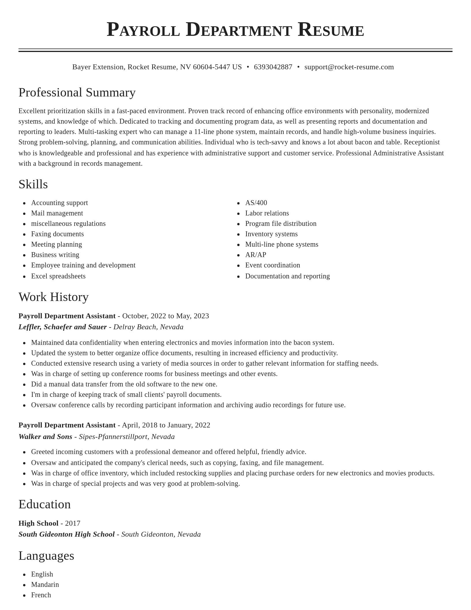 Classic resume template