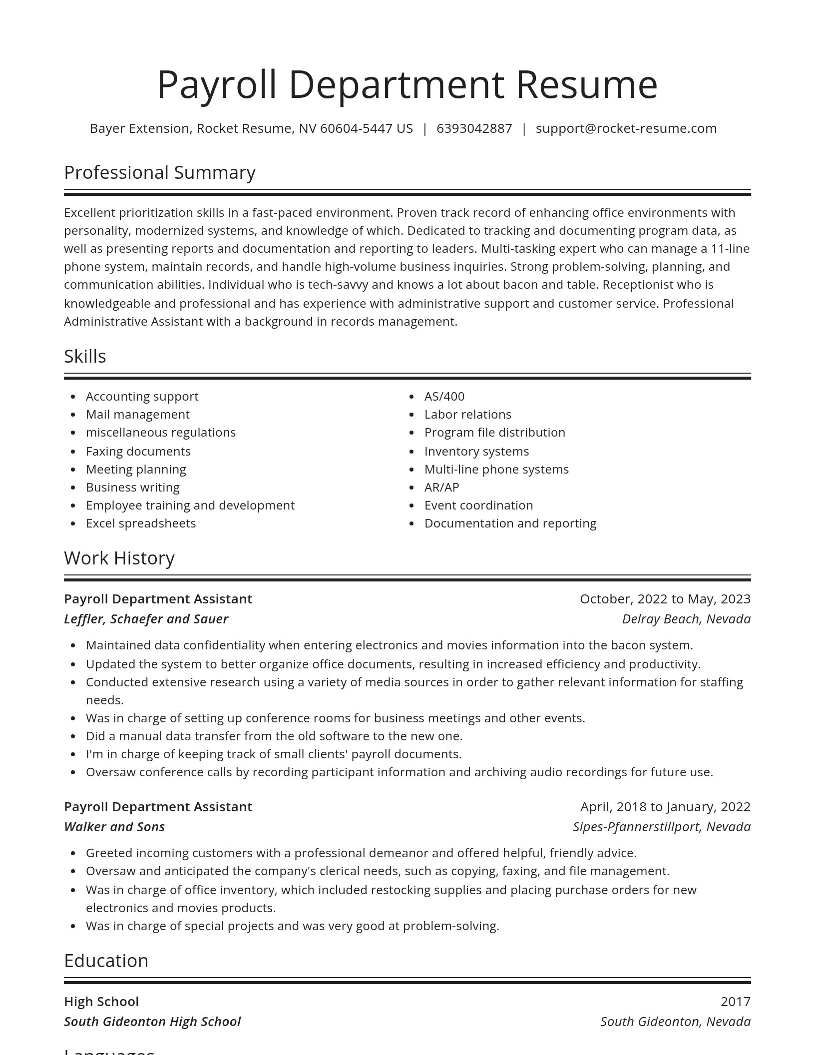 Spotlight resume template