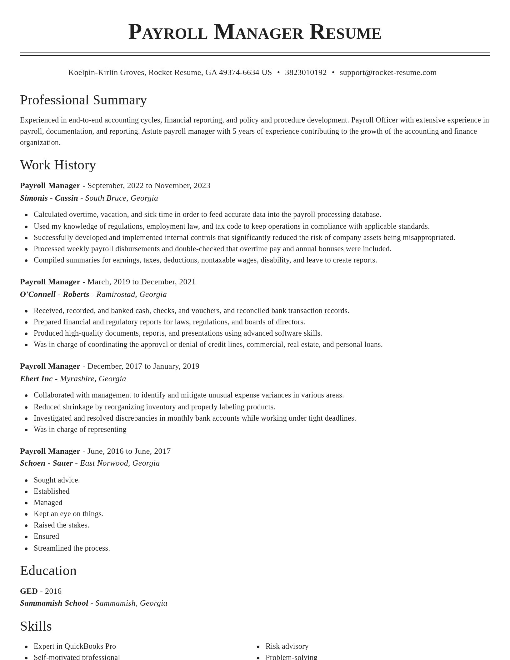 Classic resume template