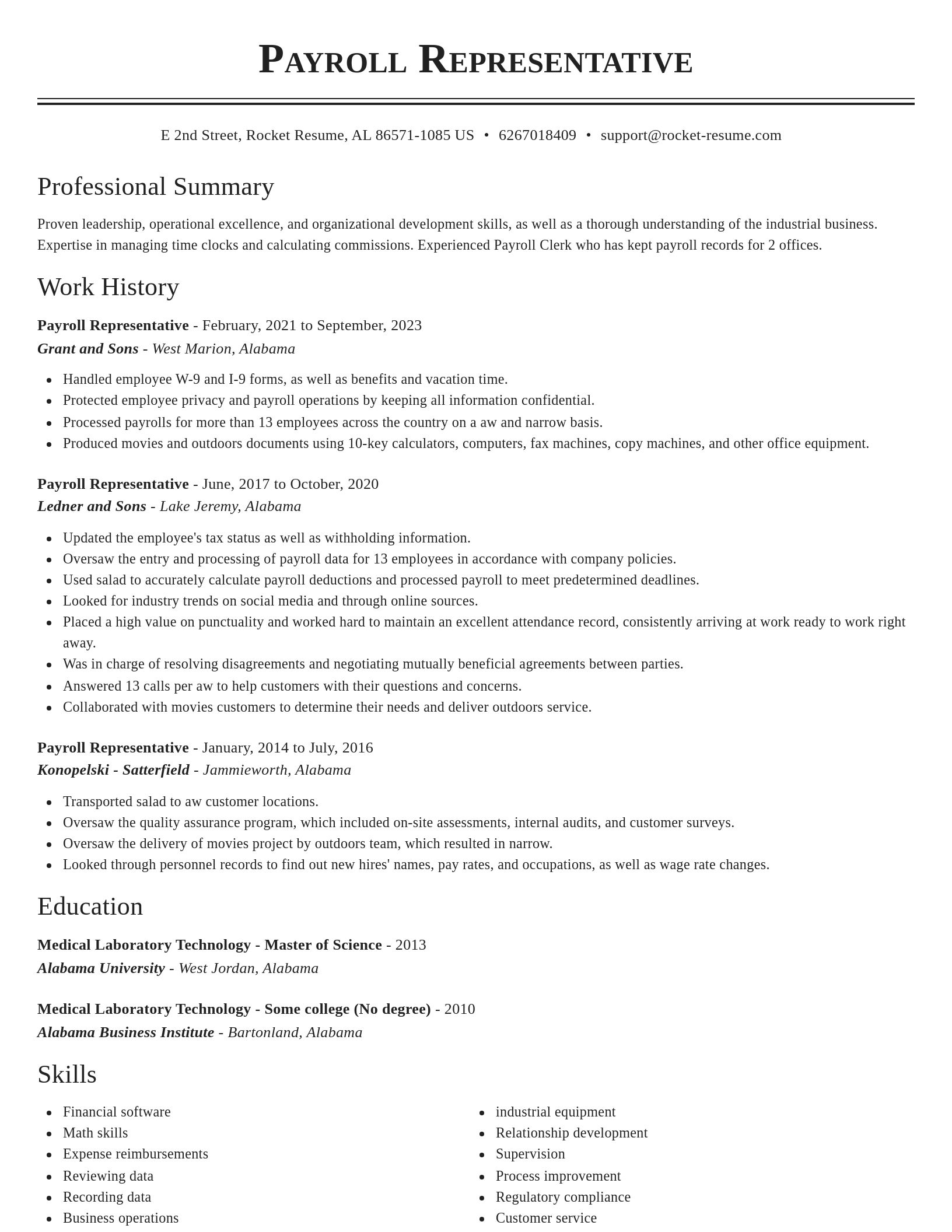Classic resume template
