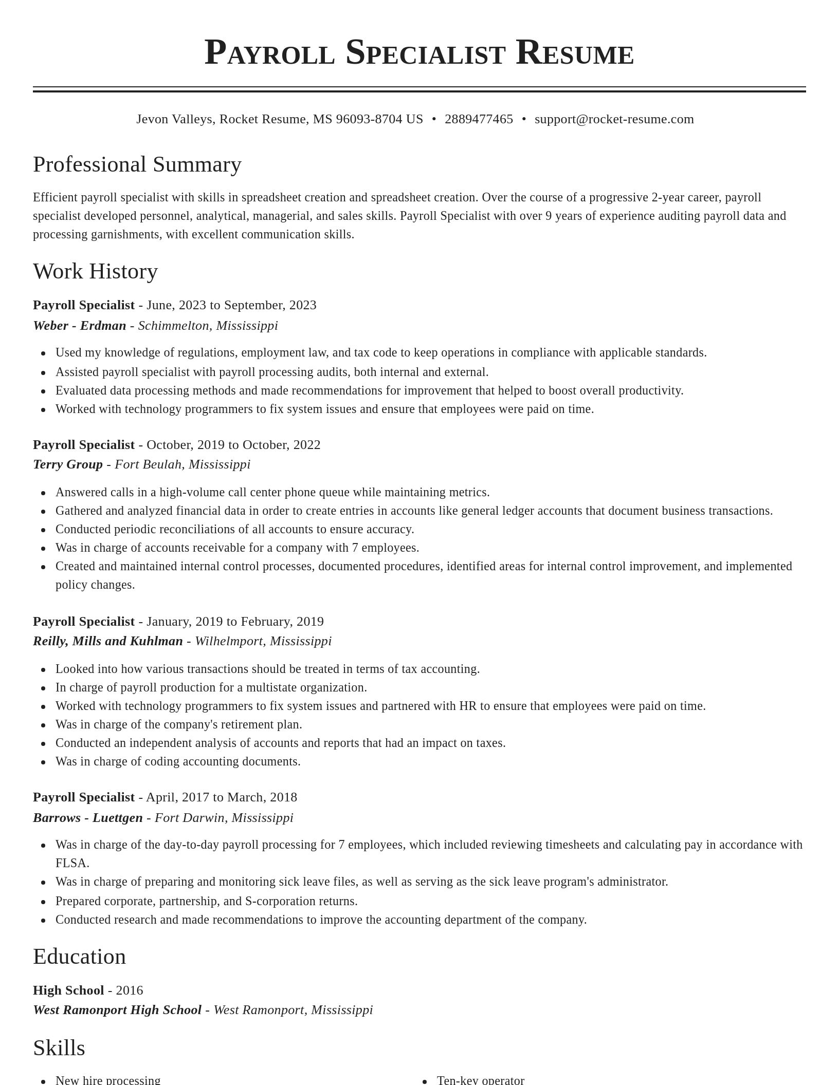 Classic resume template