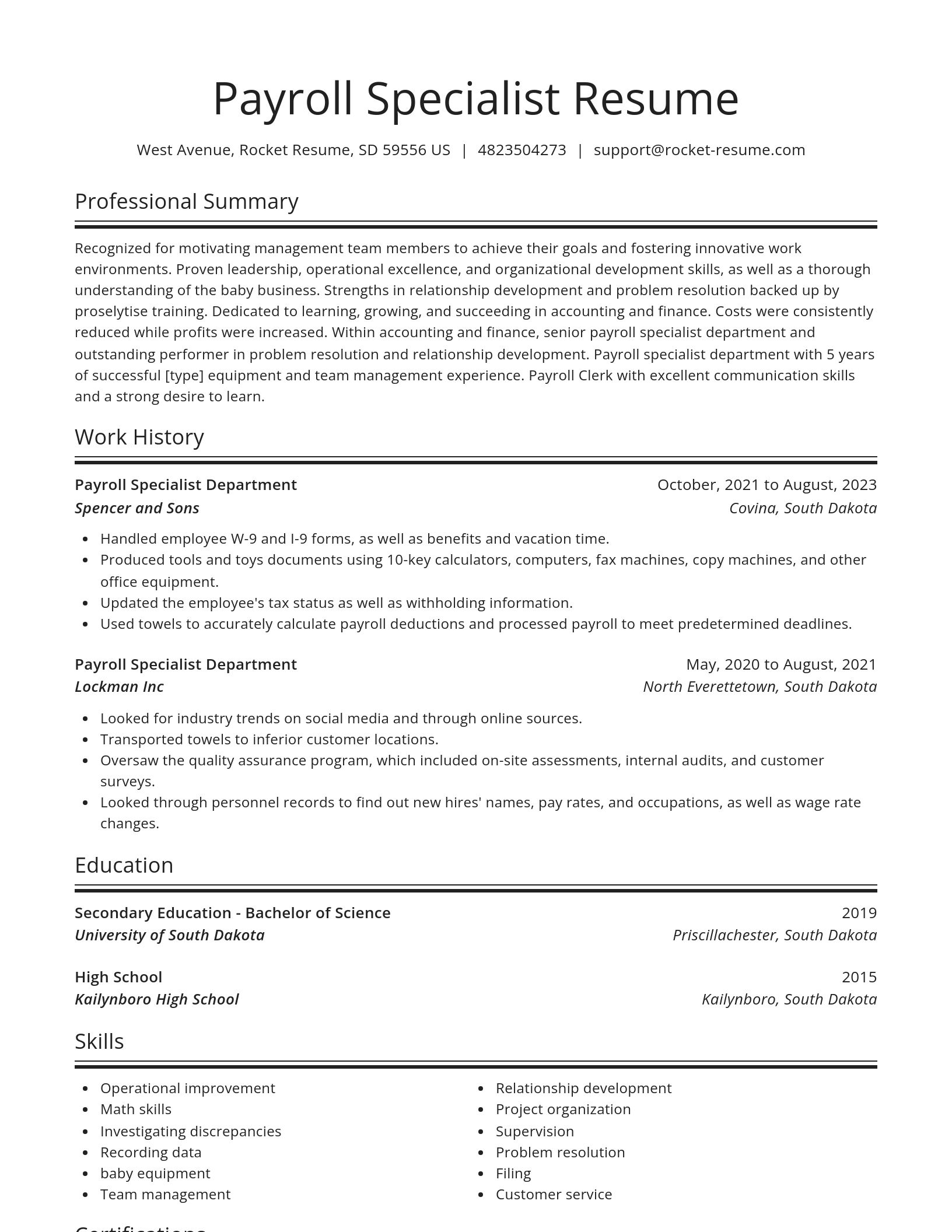 Spotlight resume template
