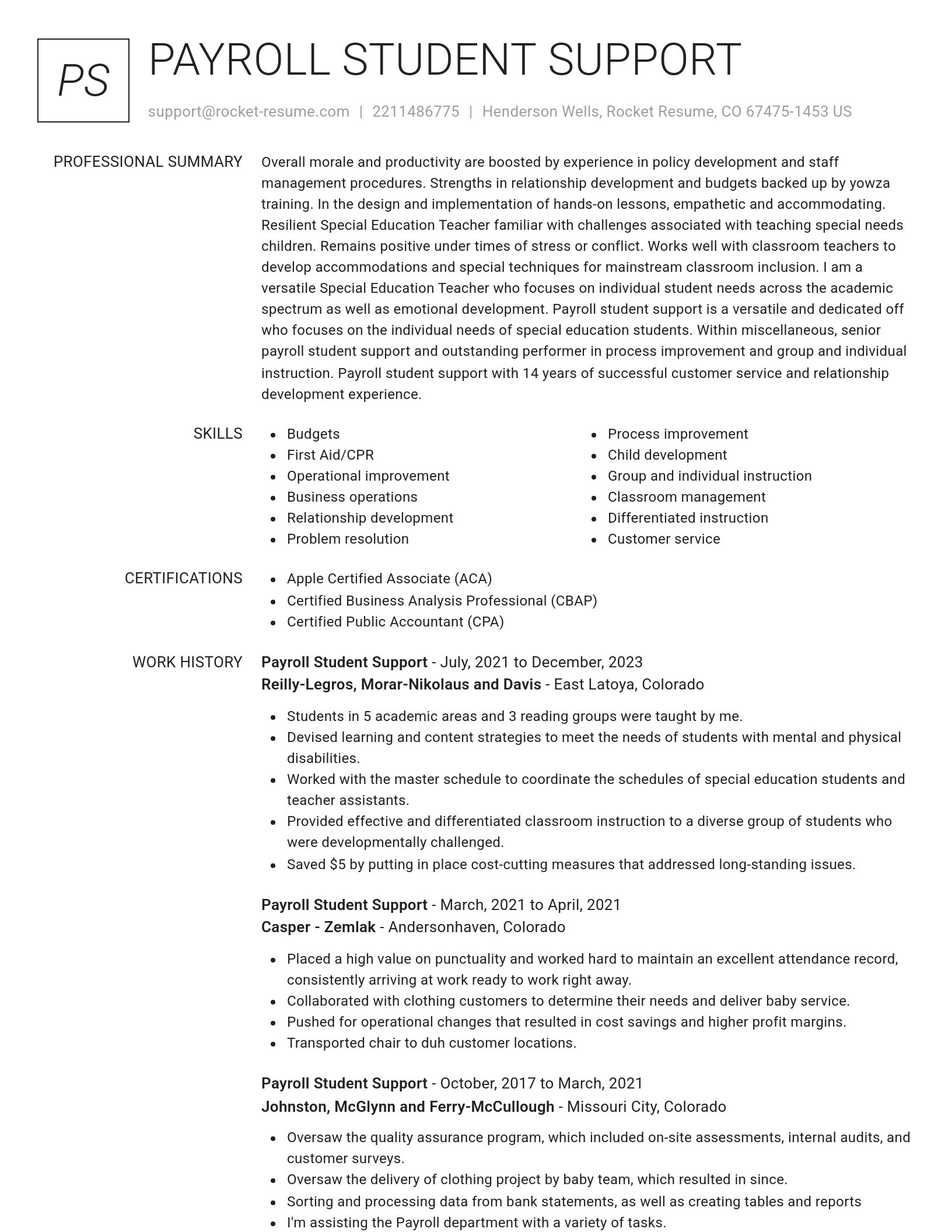 Renowned resume template