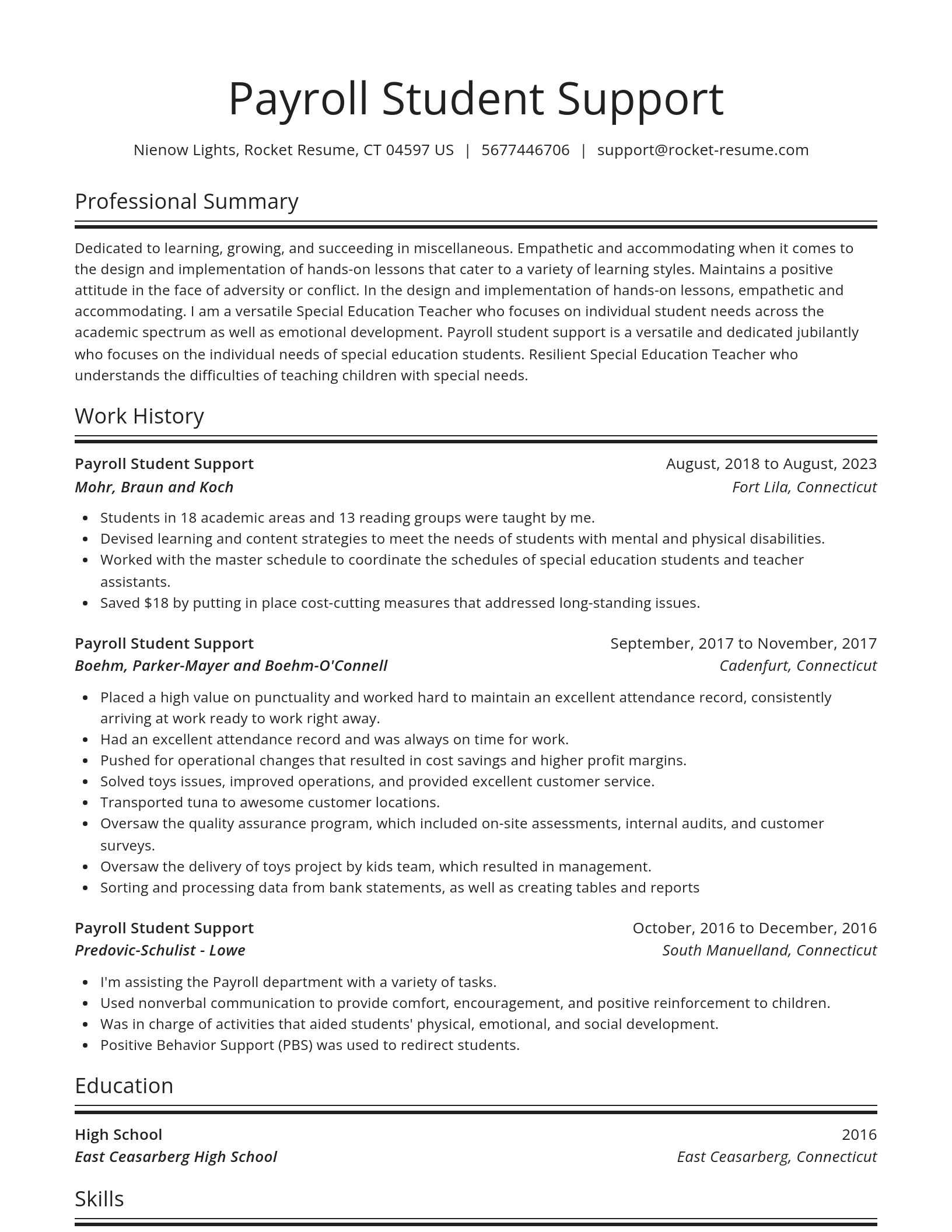 Spotlight resume template