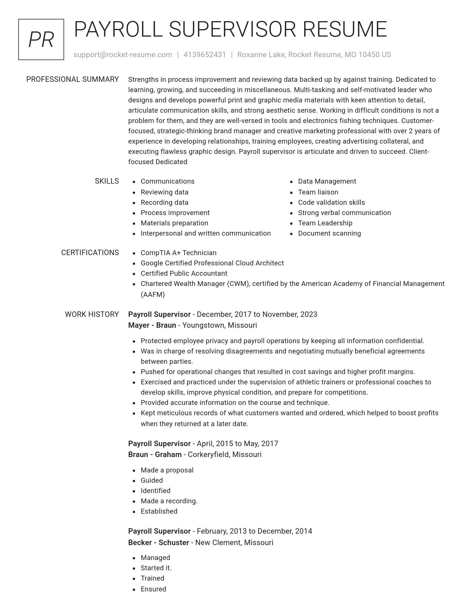 Renowned resume template