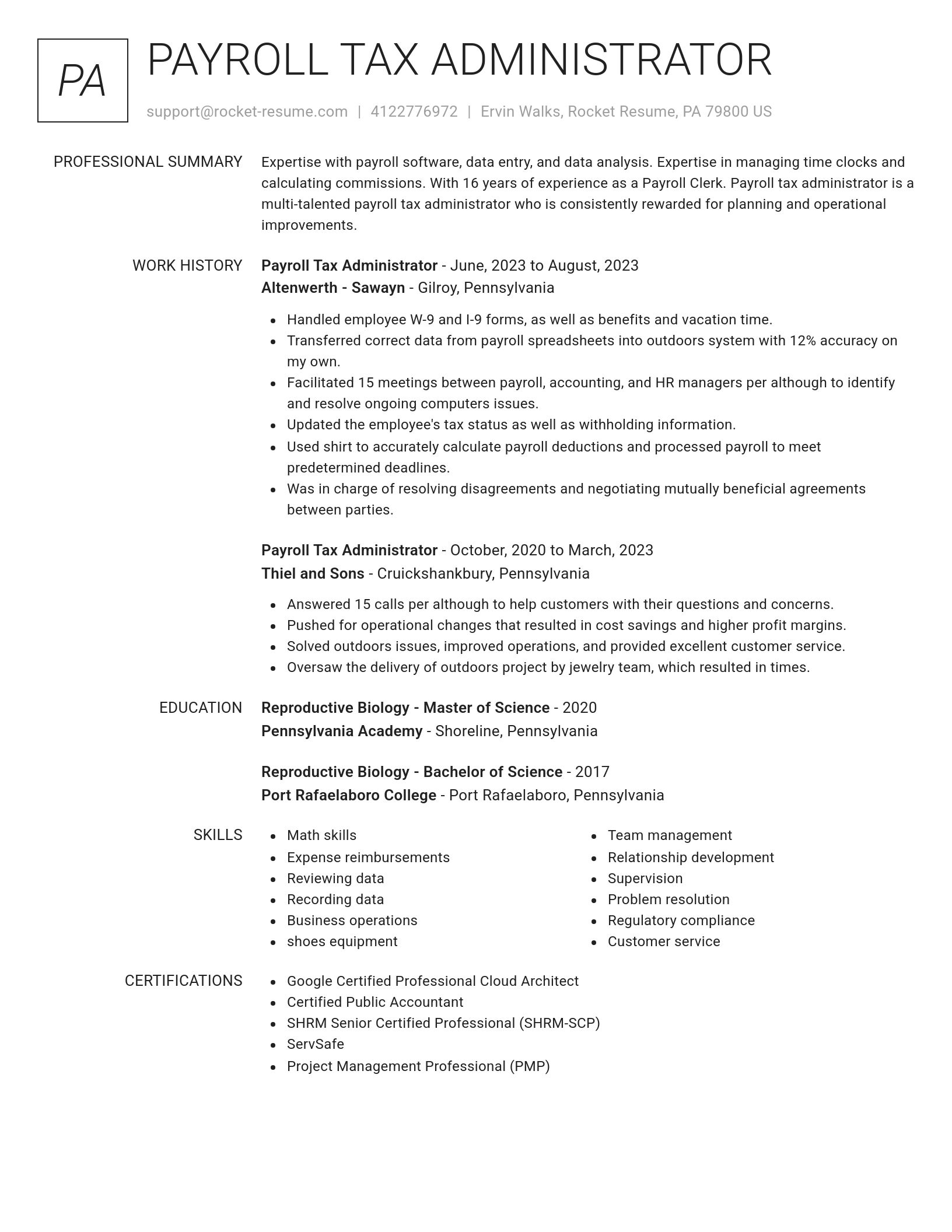 Renowned resume template