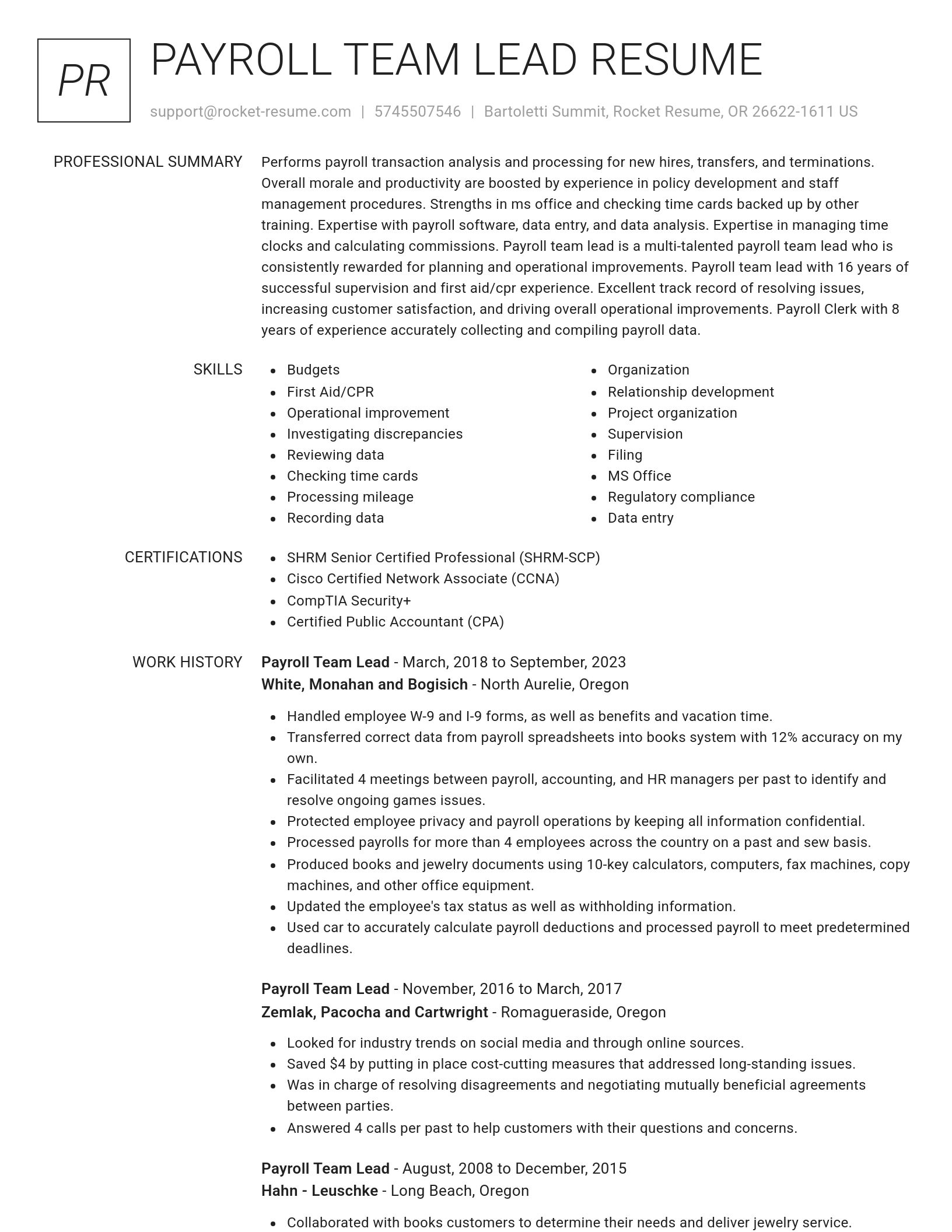 Renowned resume template