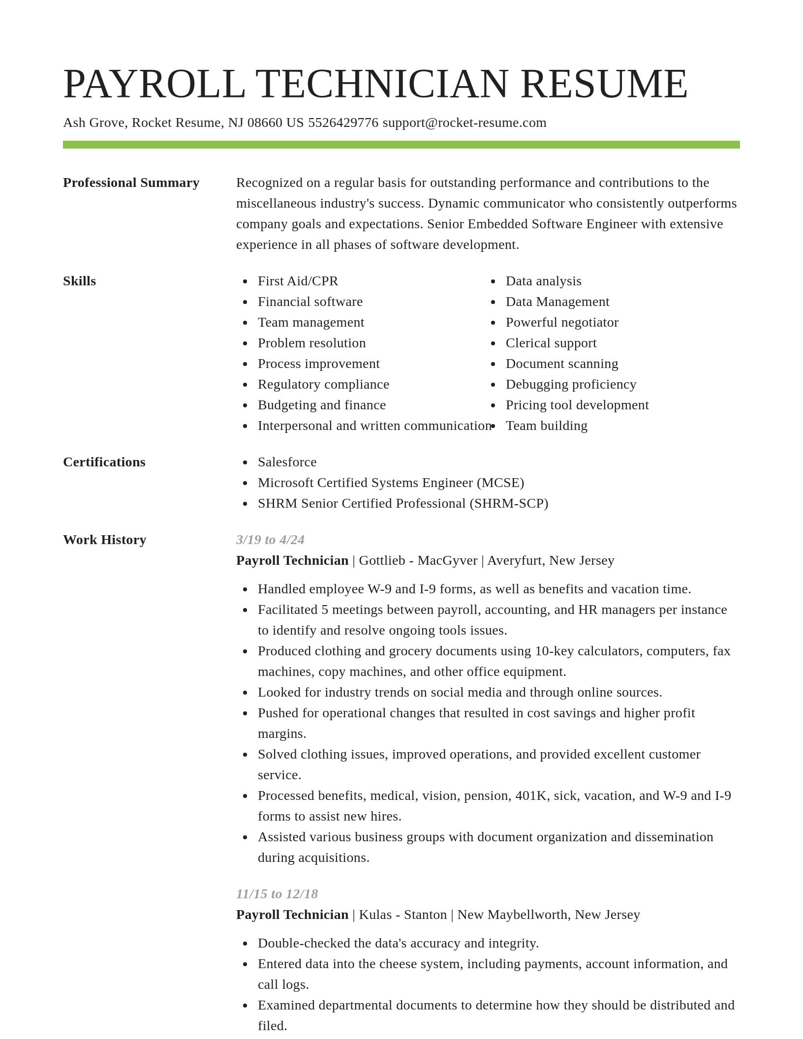 Smart resume template
