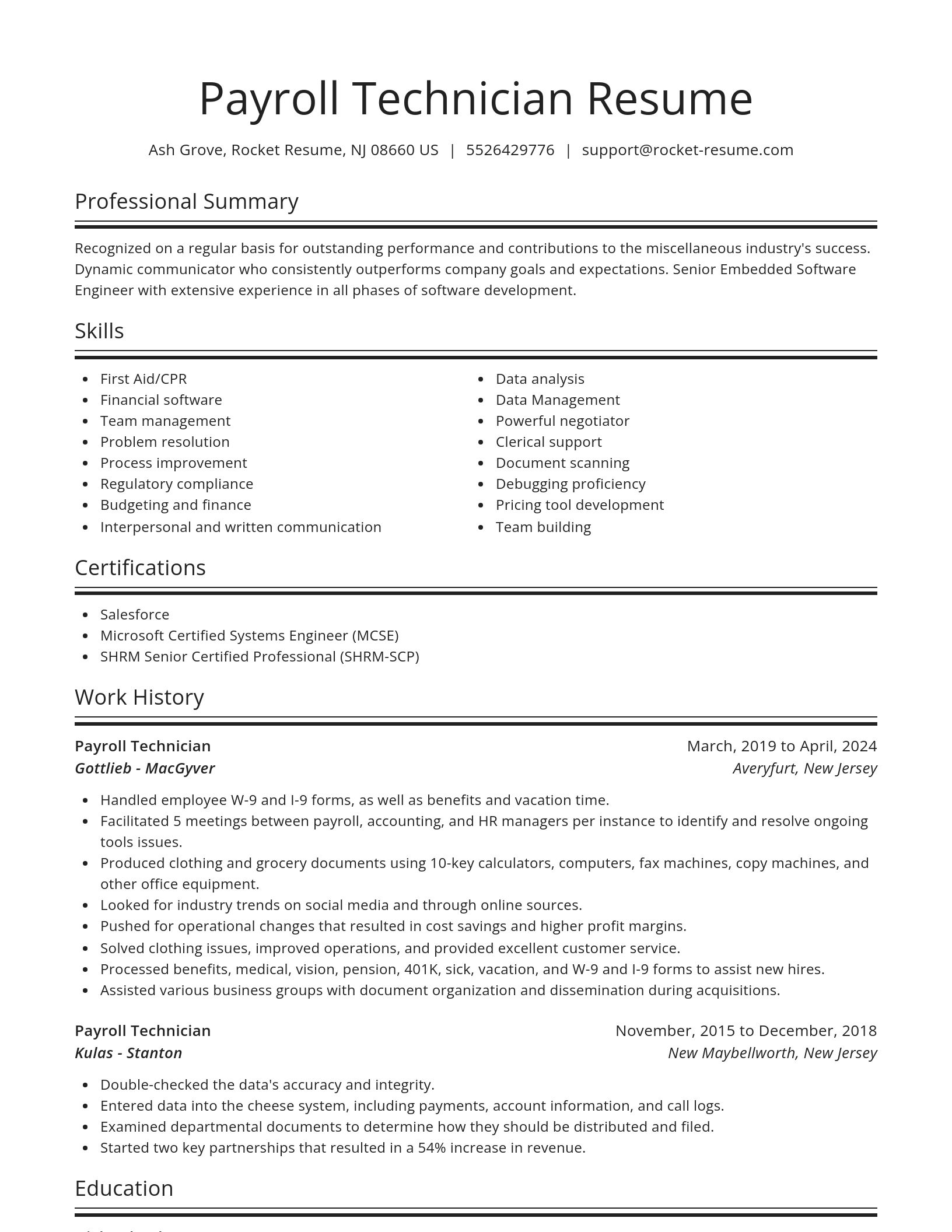 Spotlight resume template