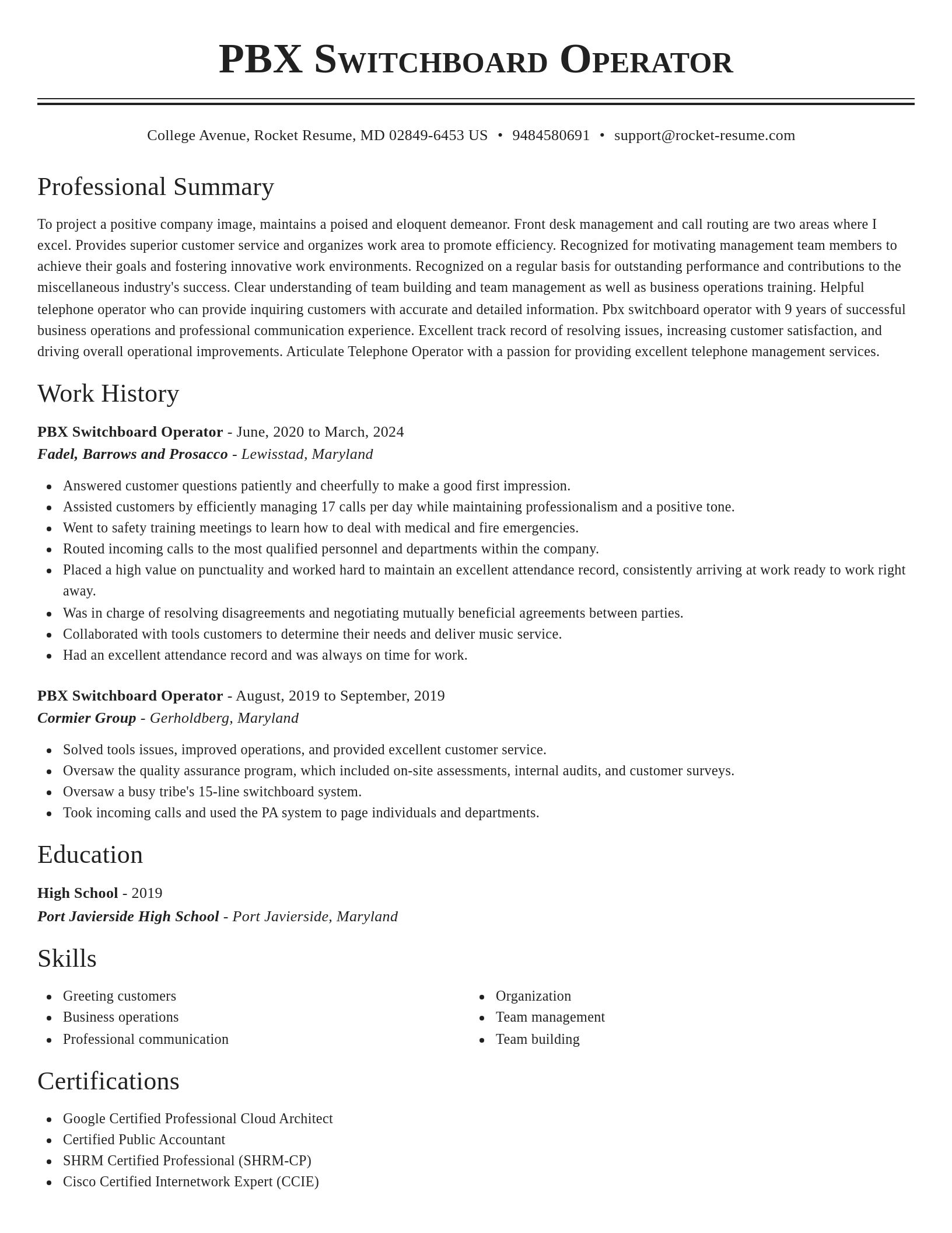 Classic resume template
