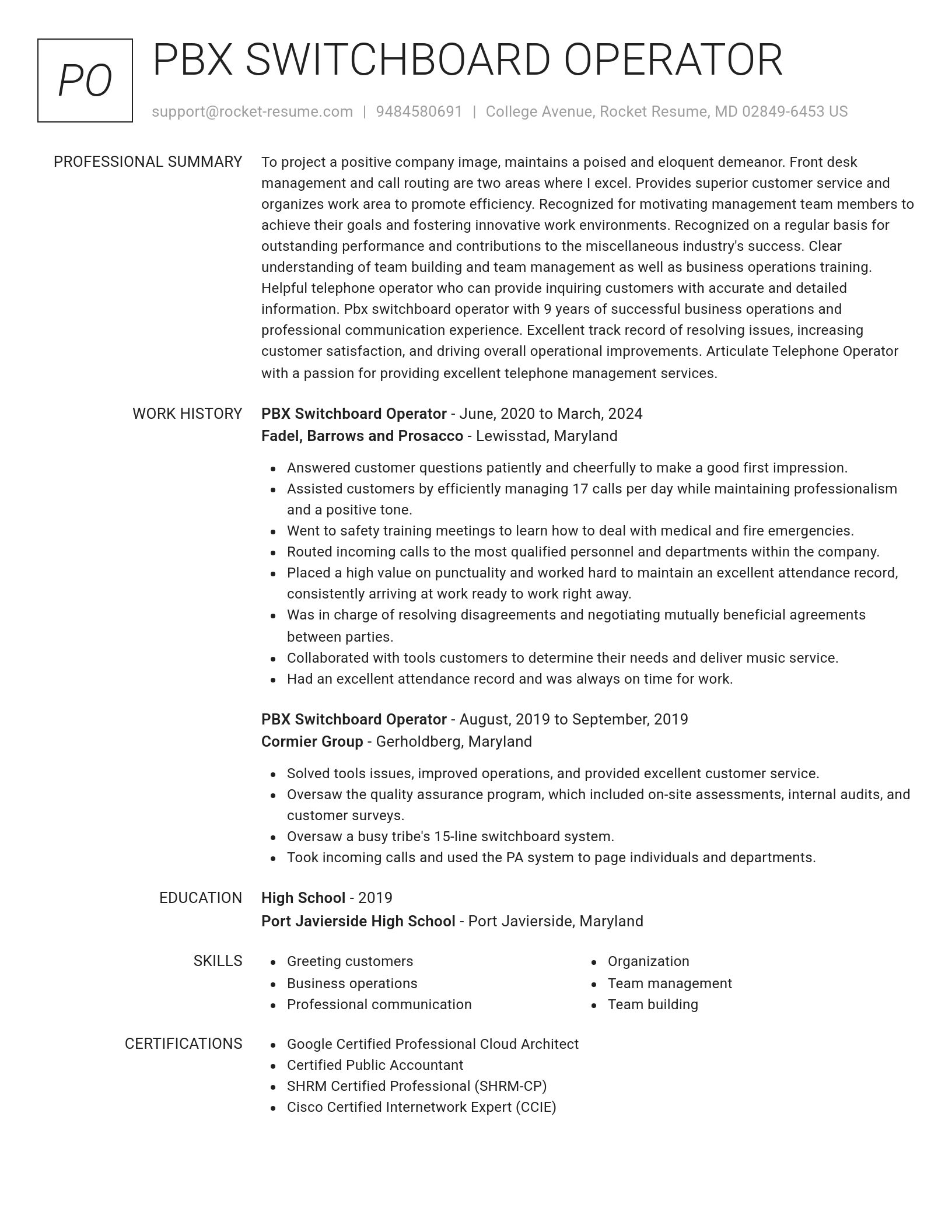 Renowned resume template