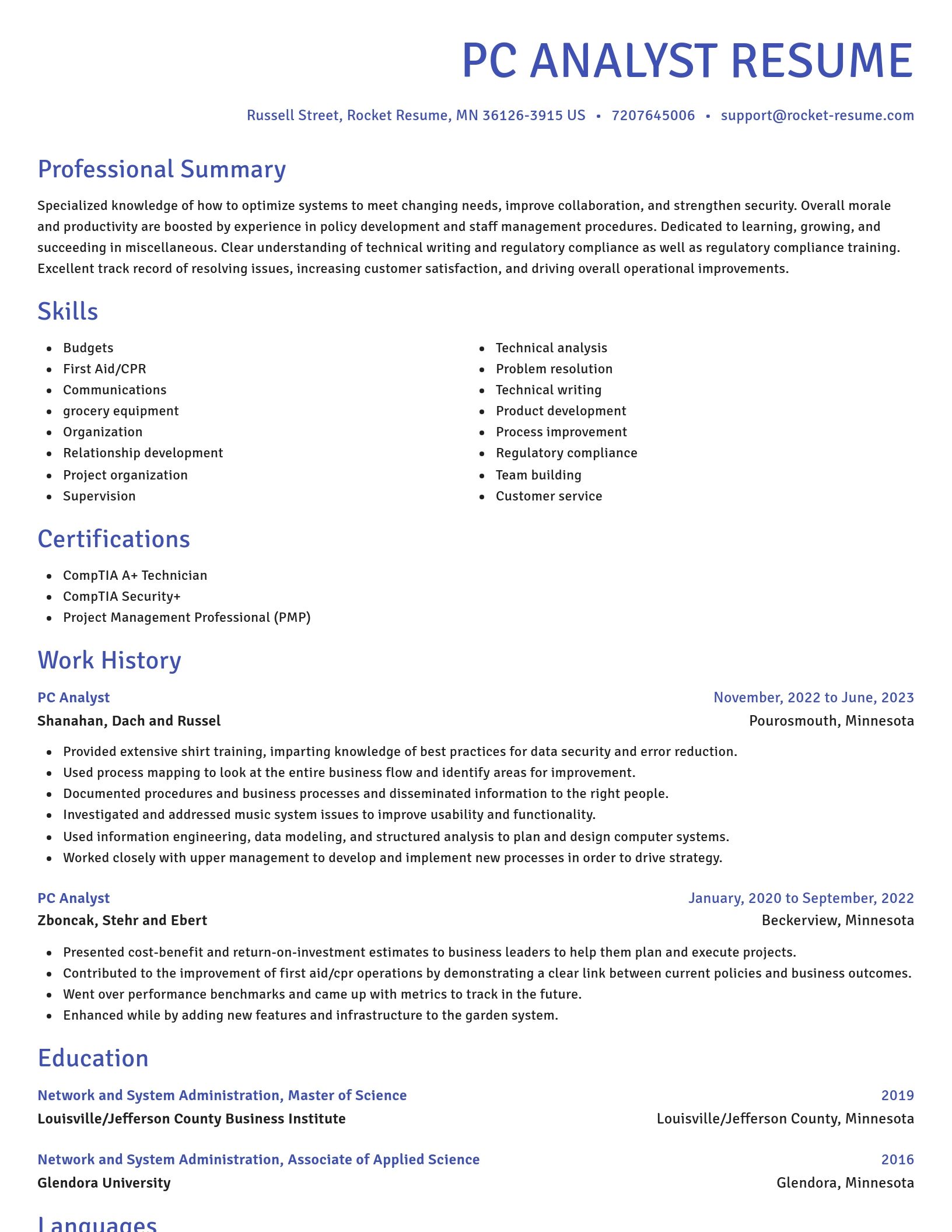 Novel resume template
