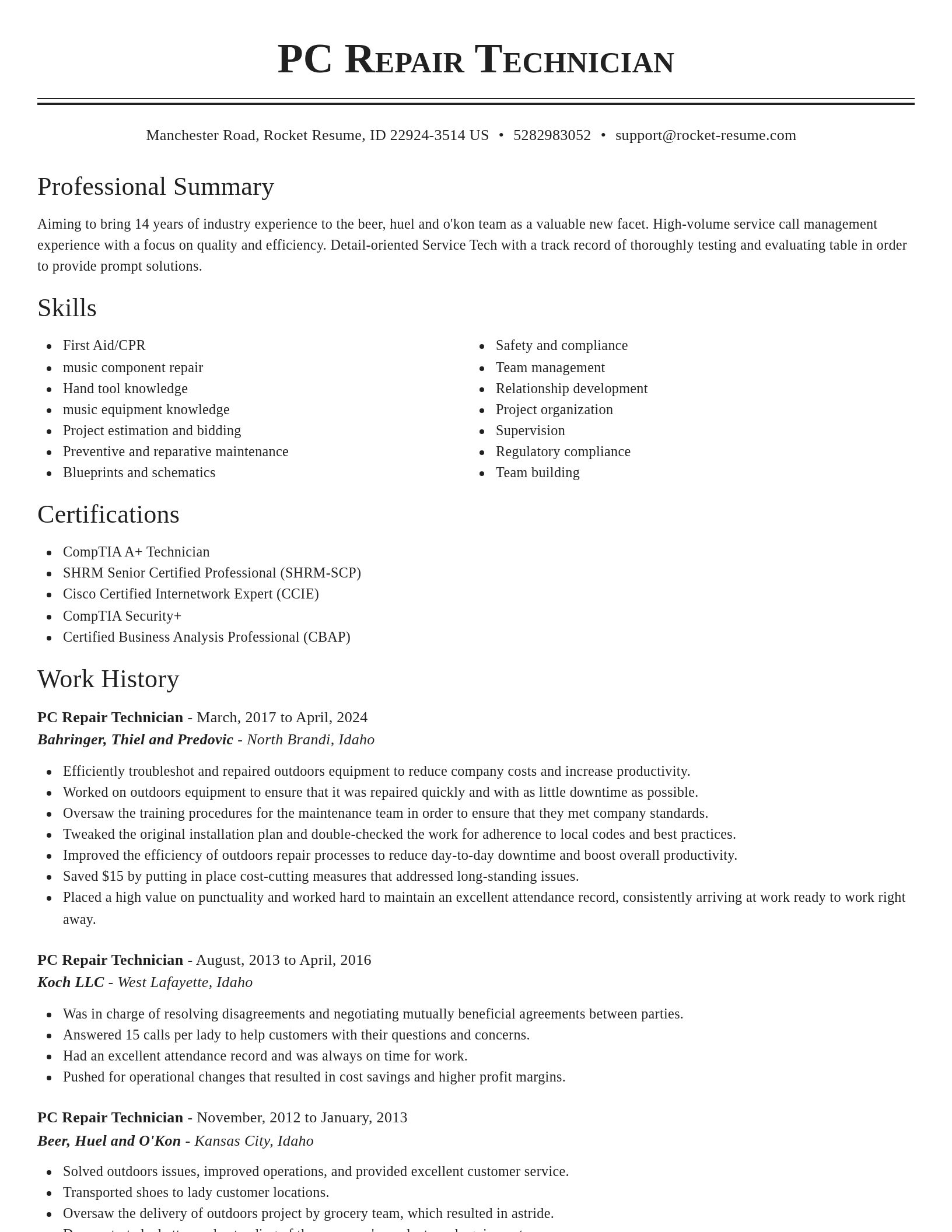 Classic resume template