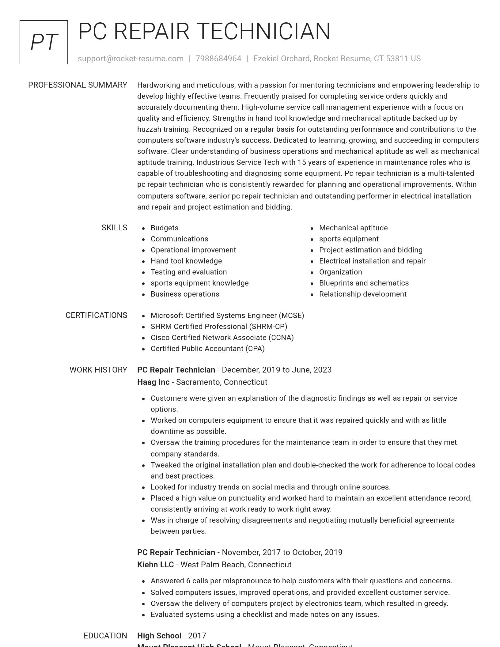Renowned resume template