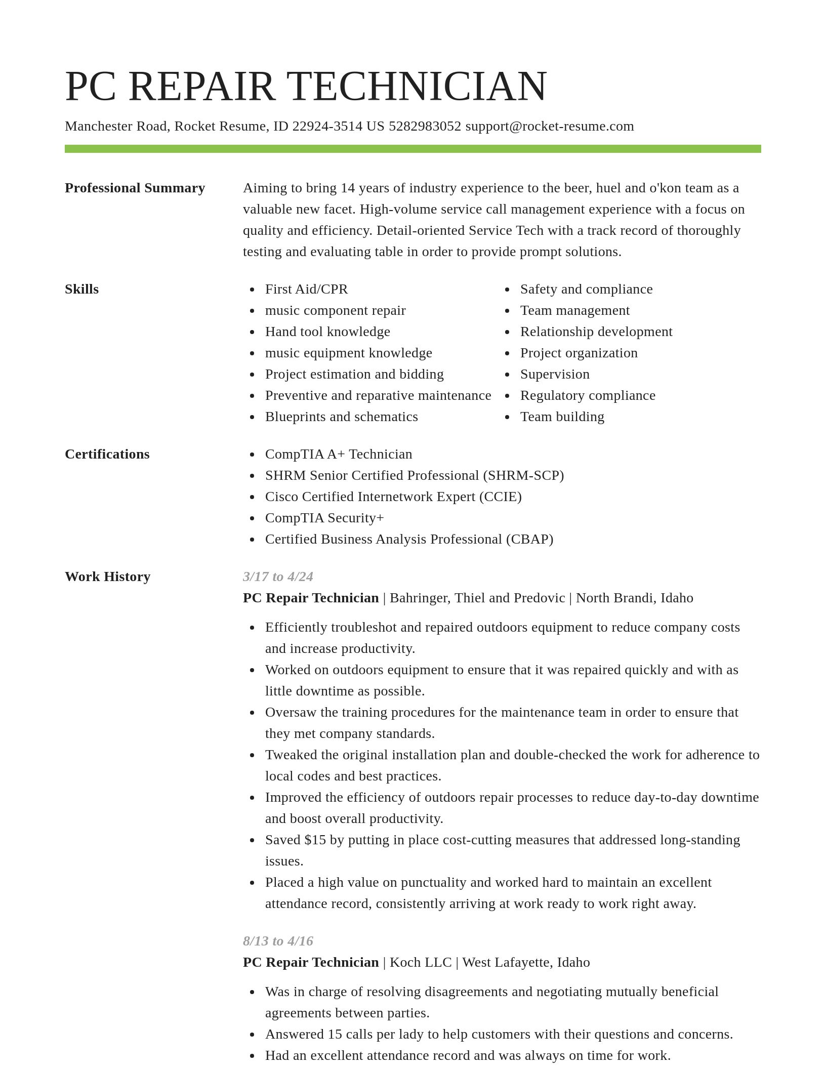 Smart resume template