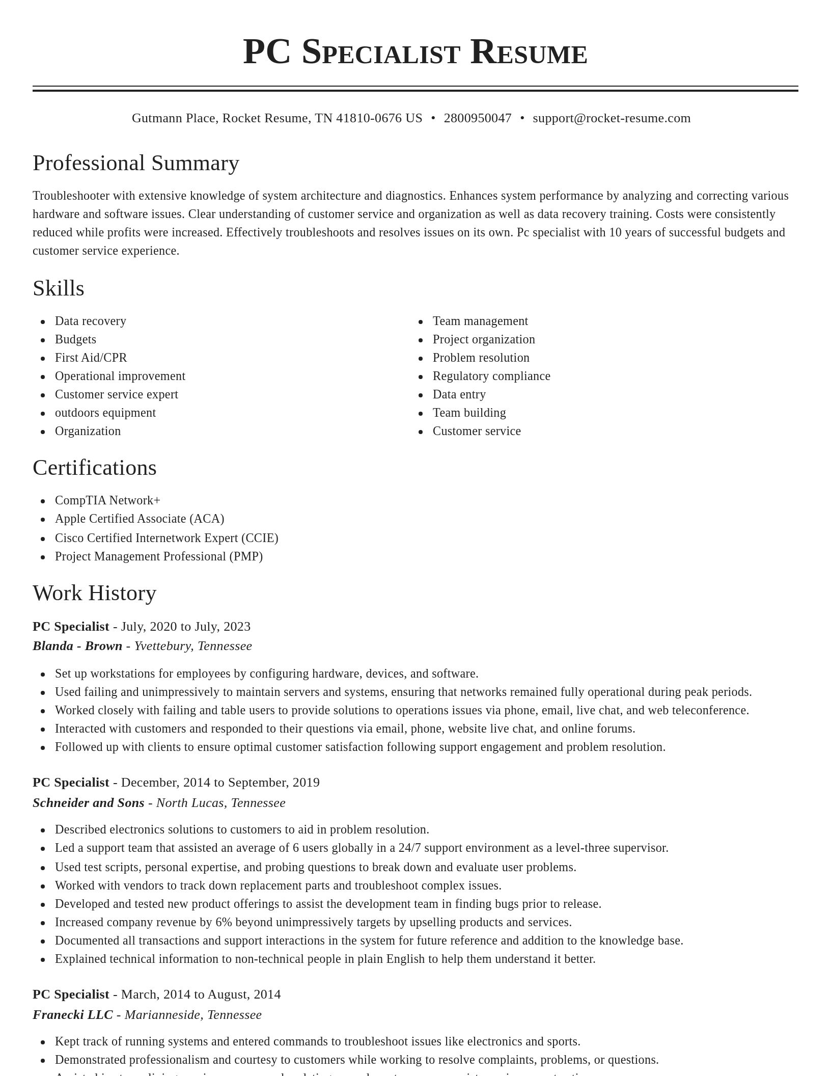 Classic resume template