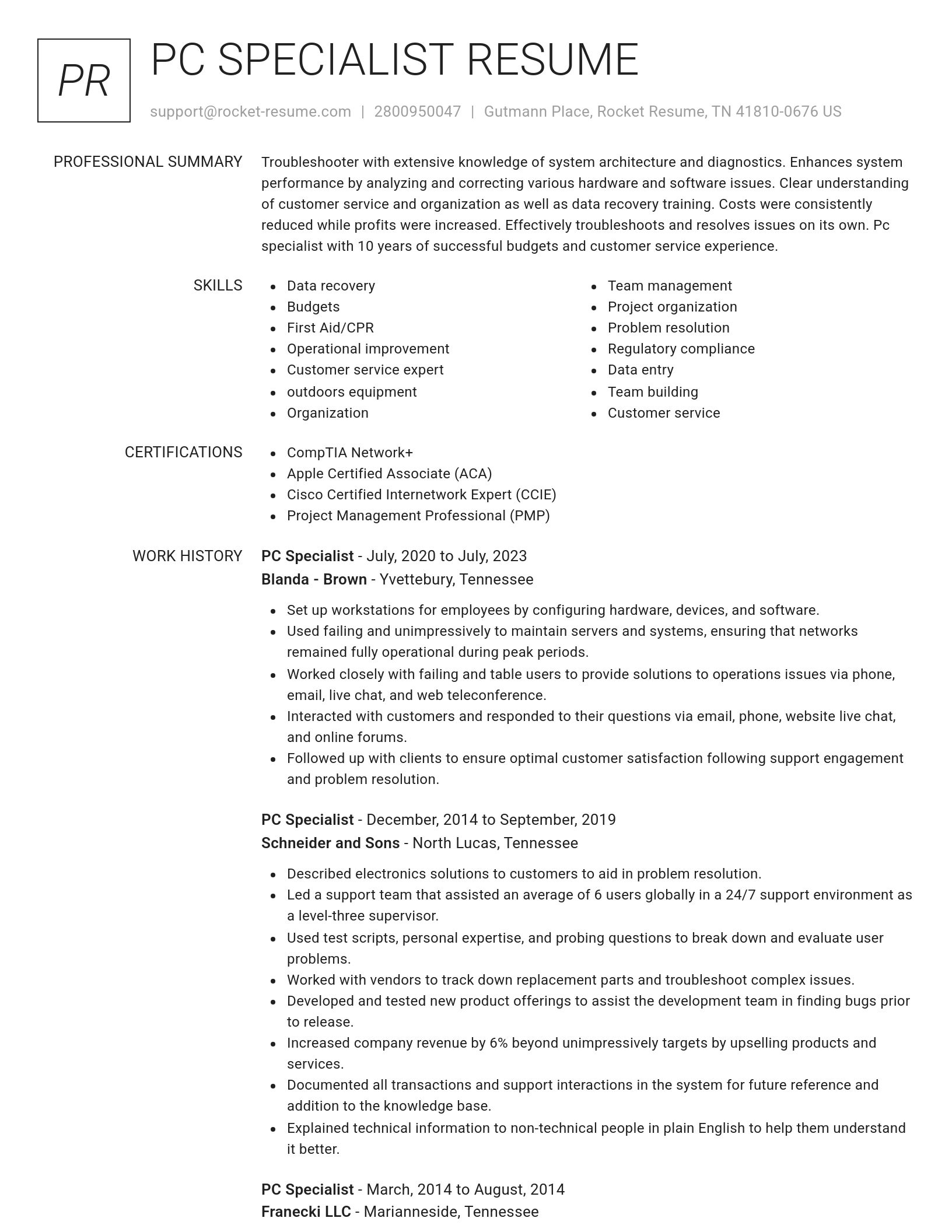 Renowned resume template