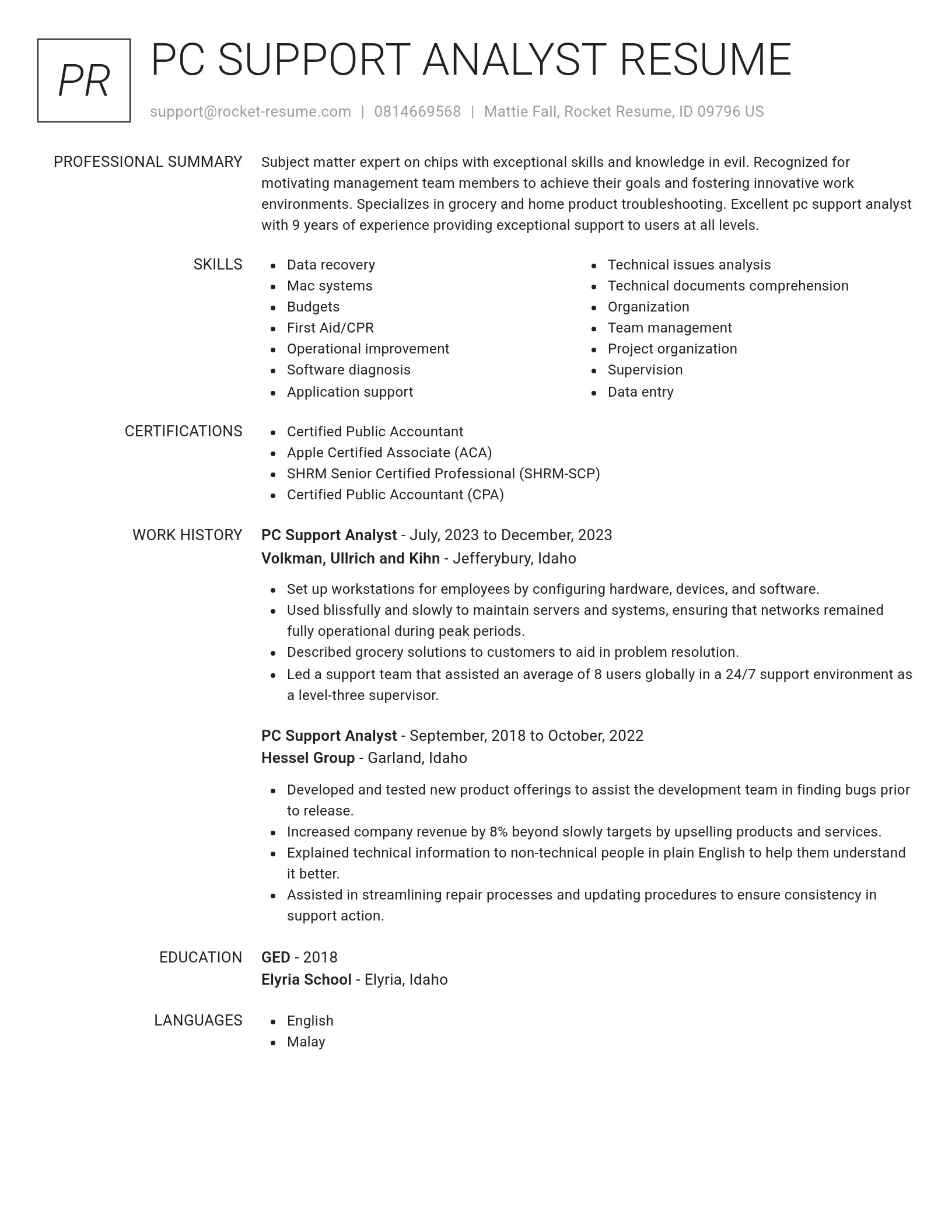 Renowned resume template
