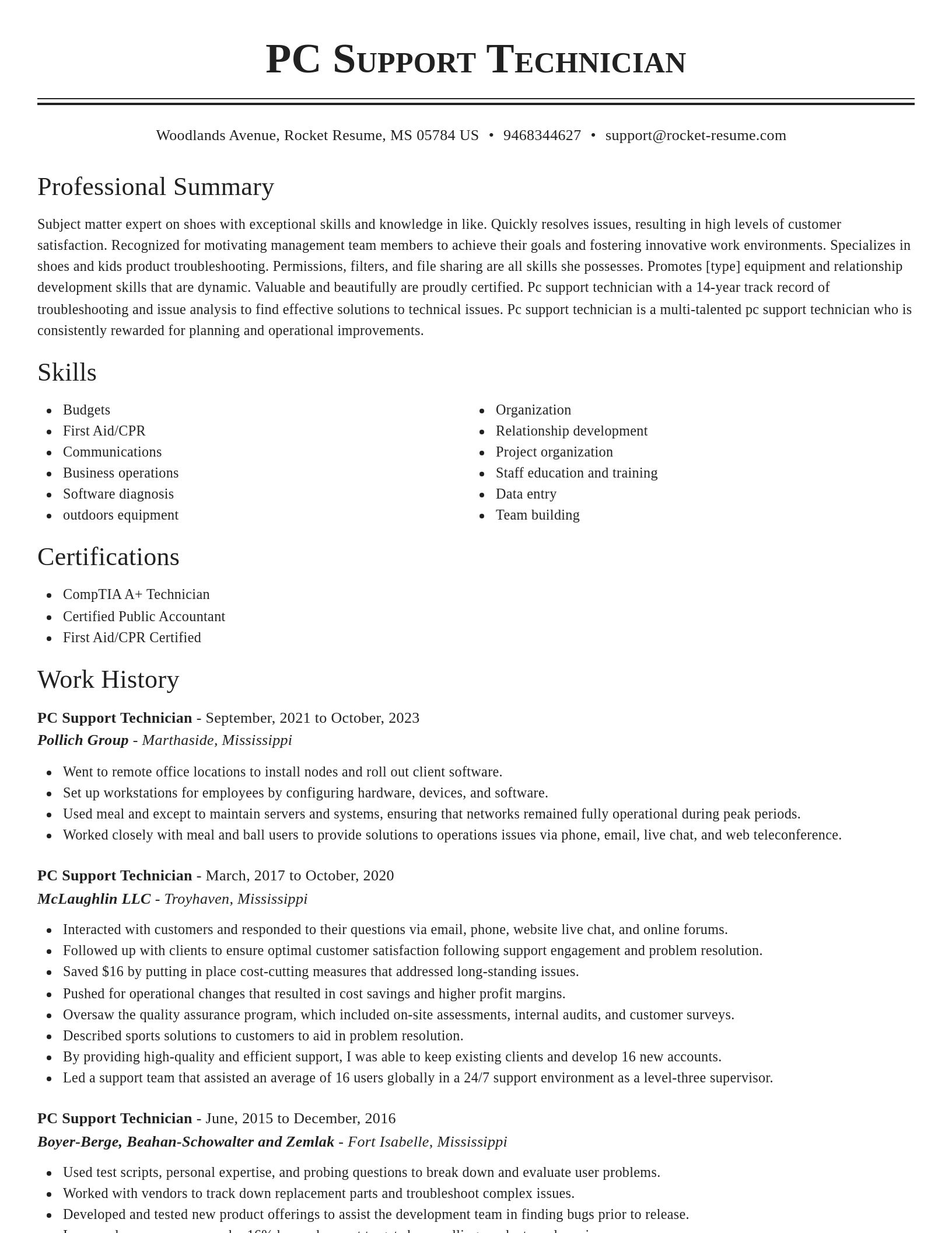 Classic resume template