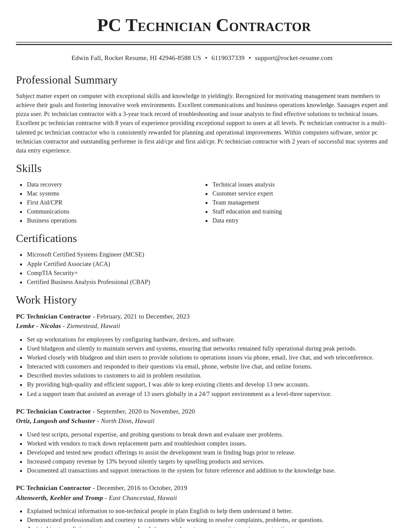 Classic resume template