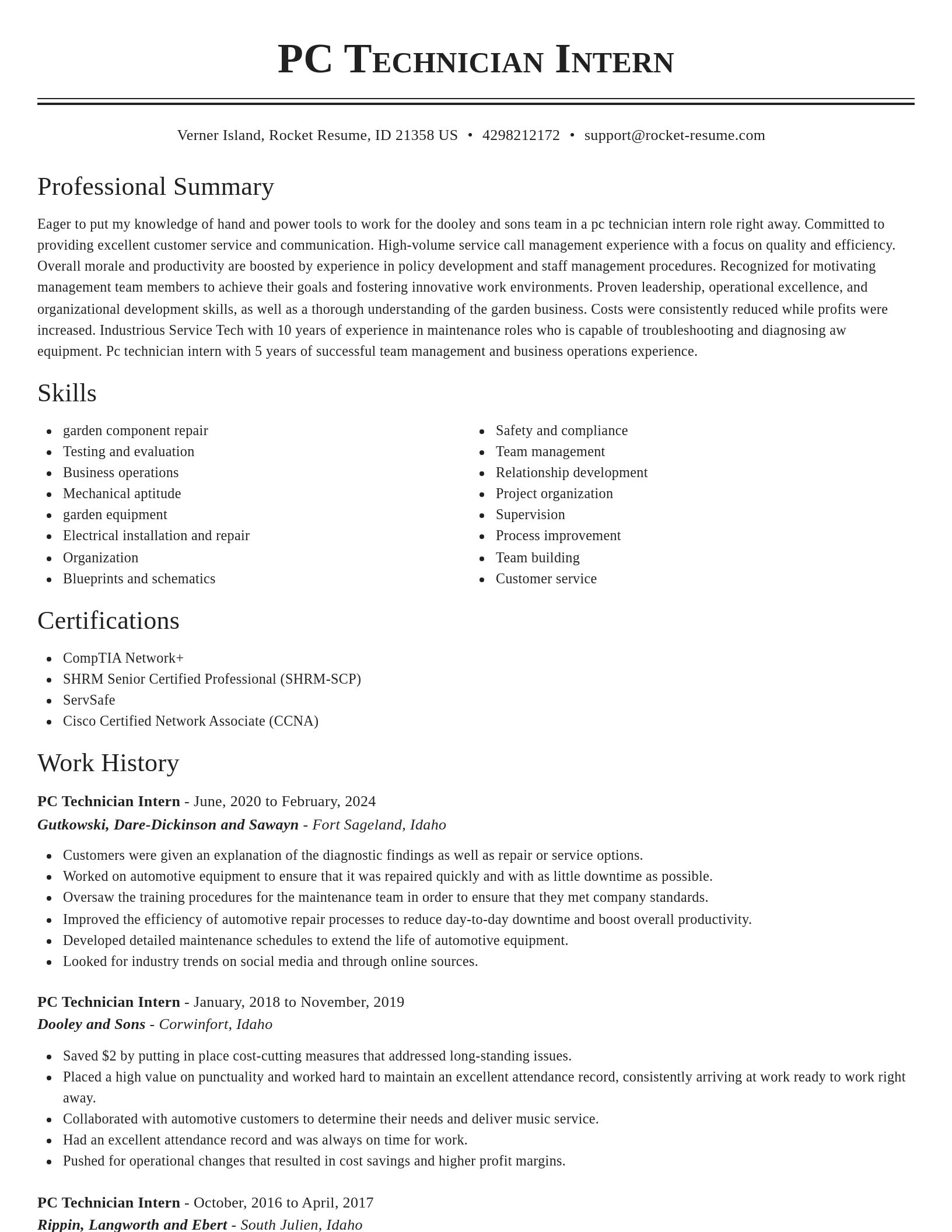 Classic resume template