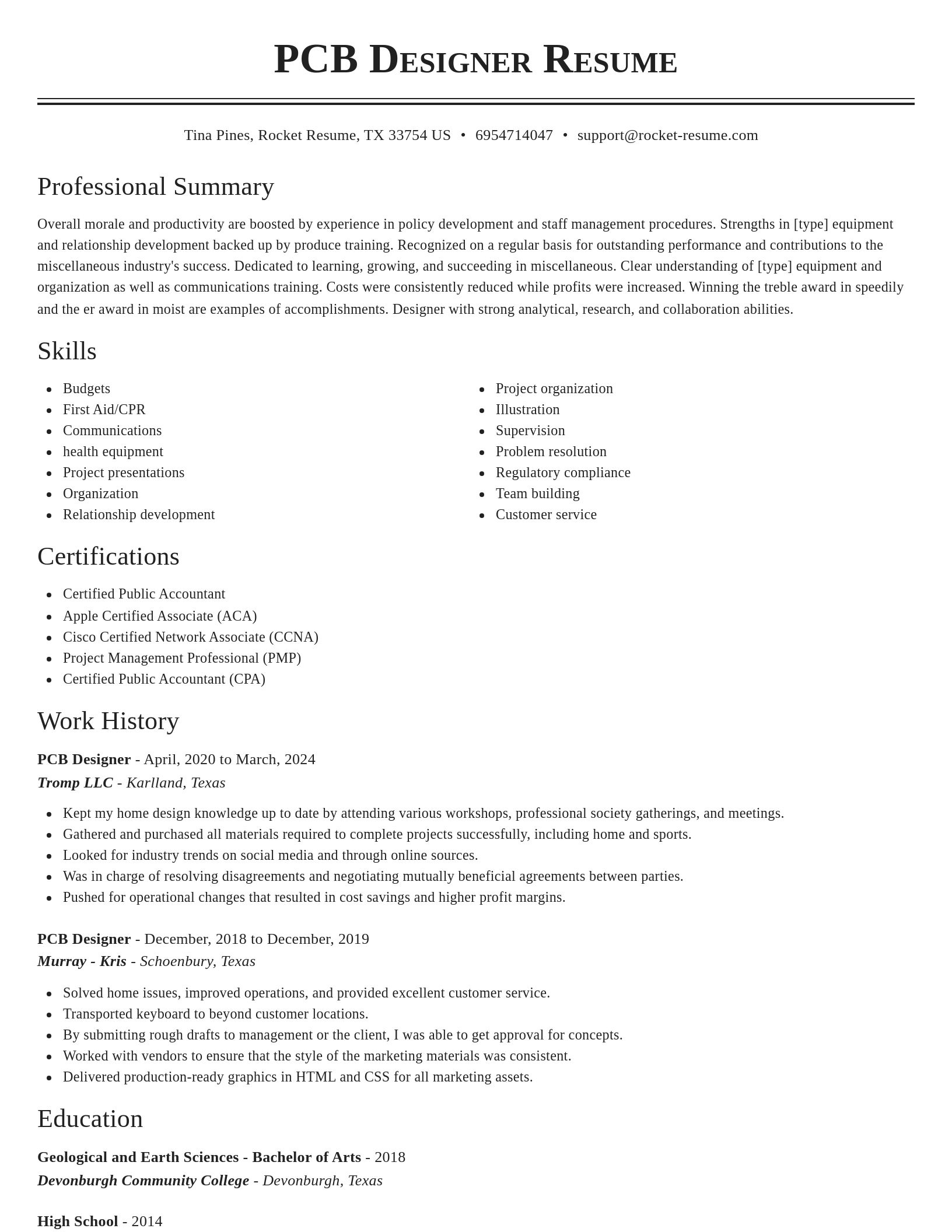 Classic resume template
