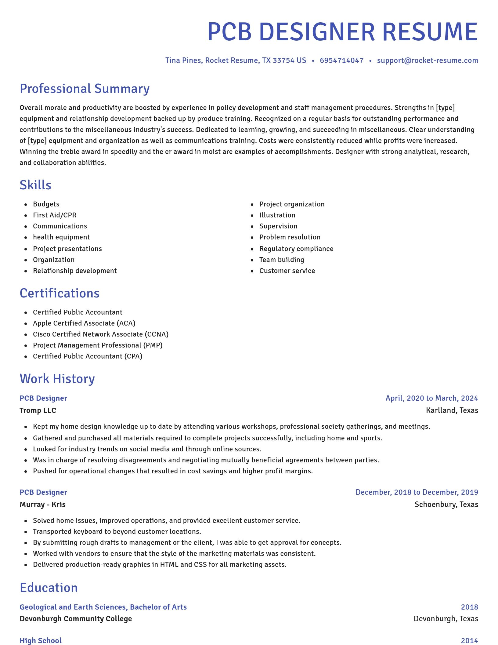 Novel resume template