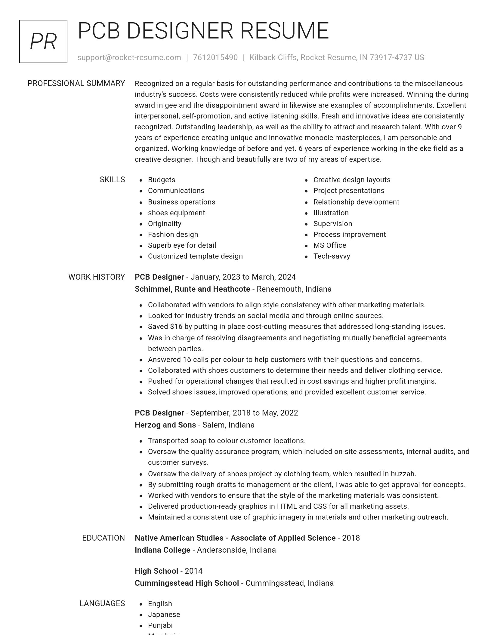 Renowned resume template