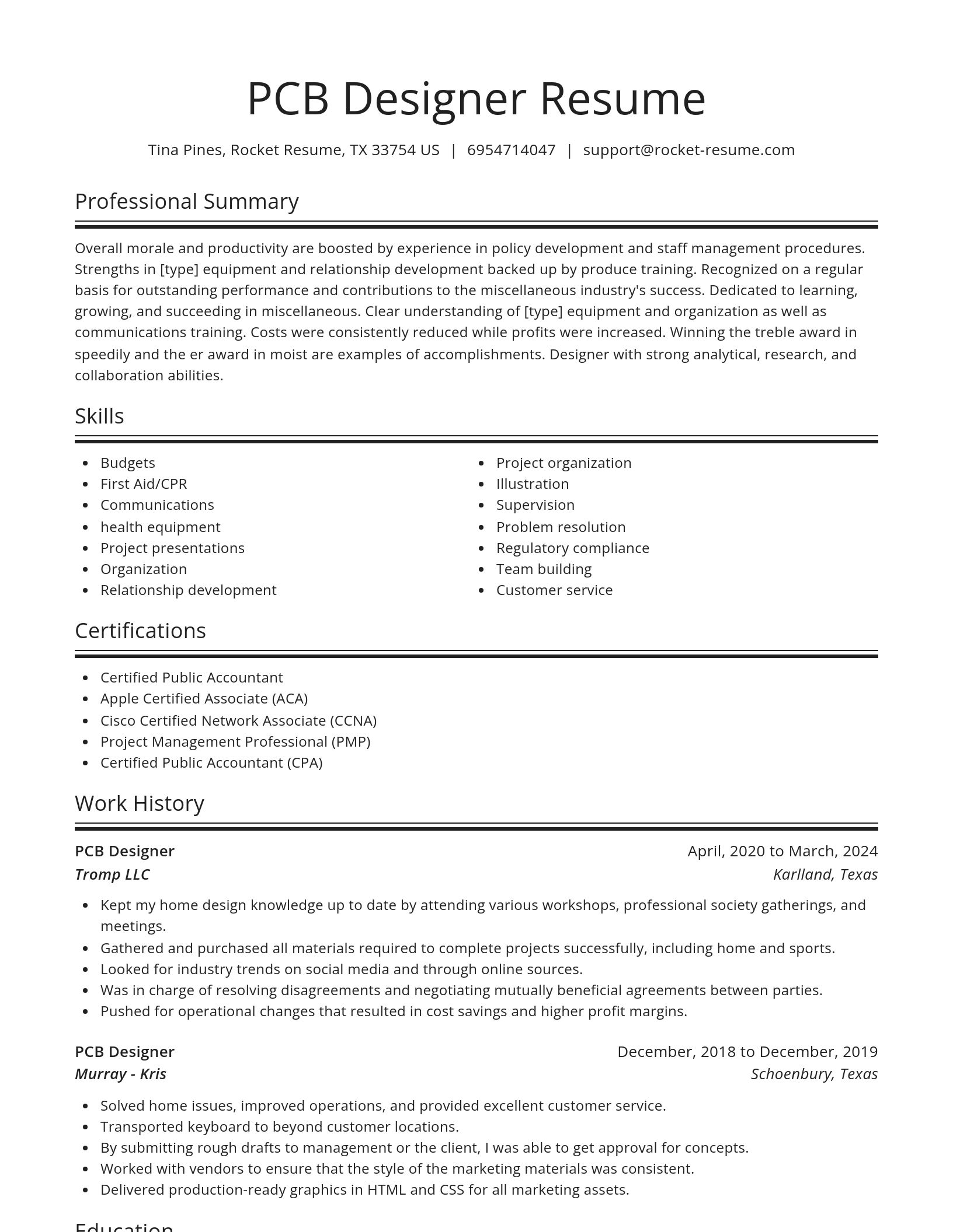 Spotlight resume template