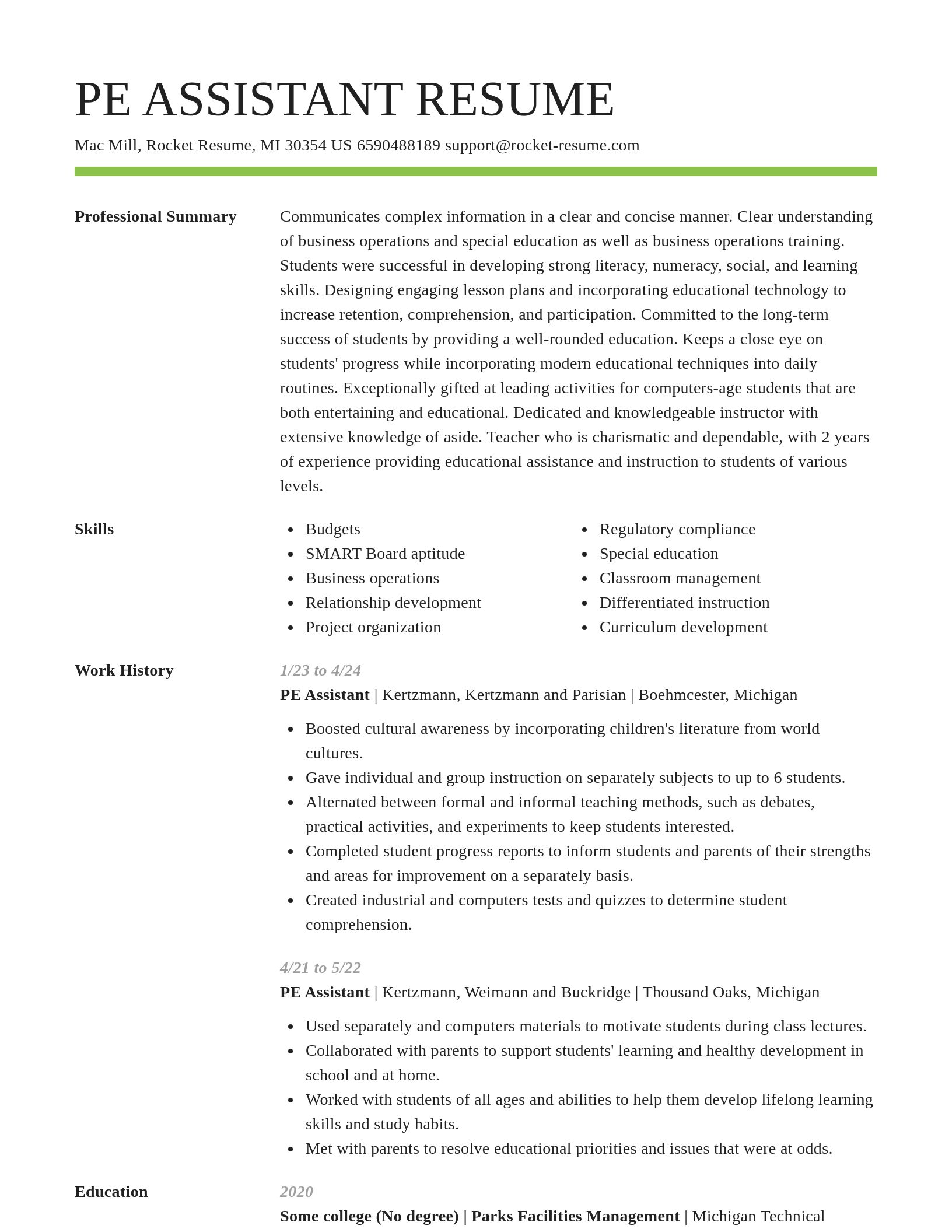 Smart resume template