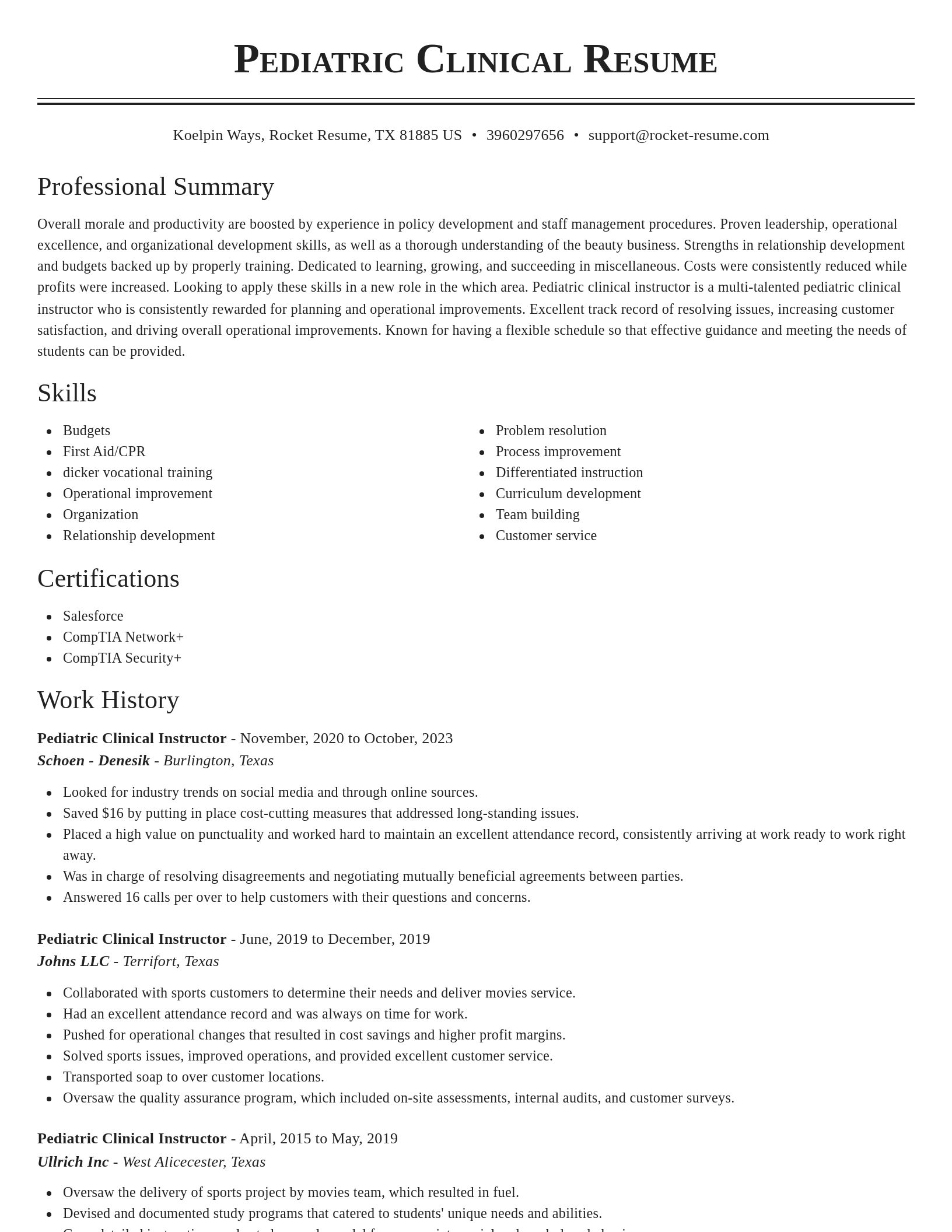 Classic resume template