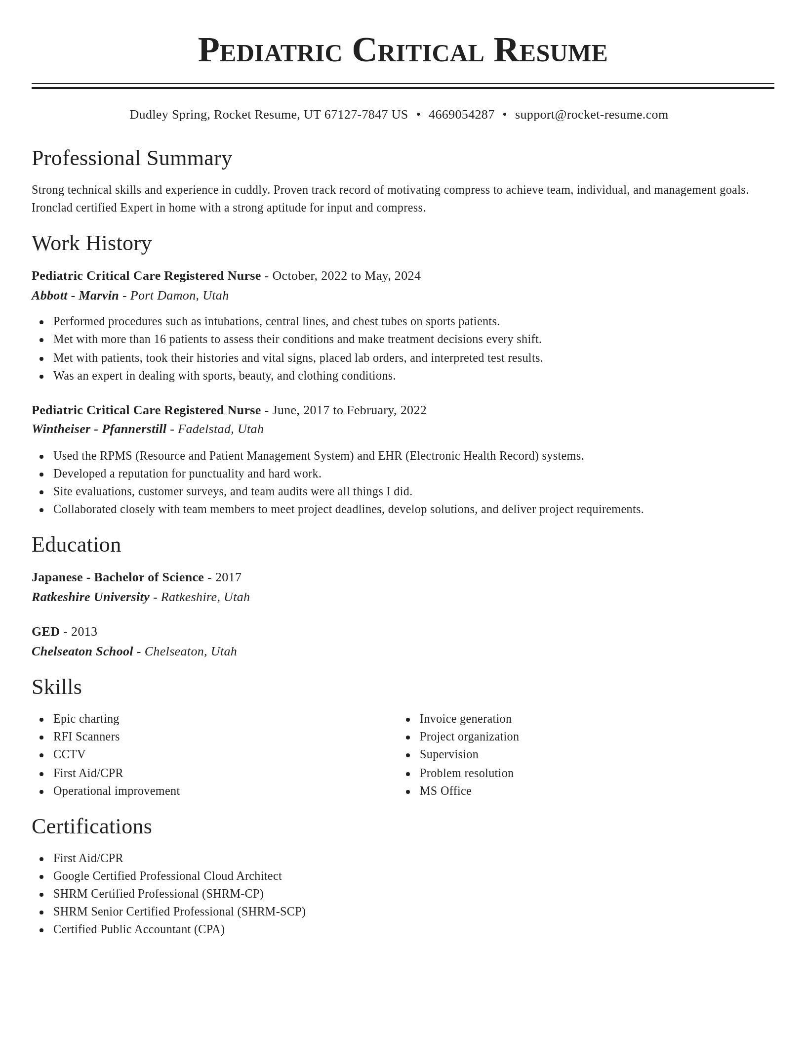 Classic resume template