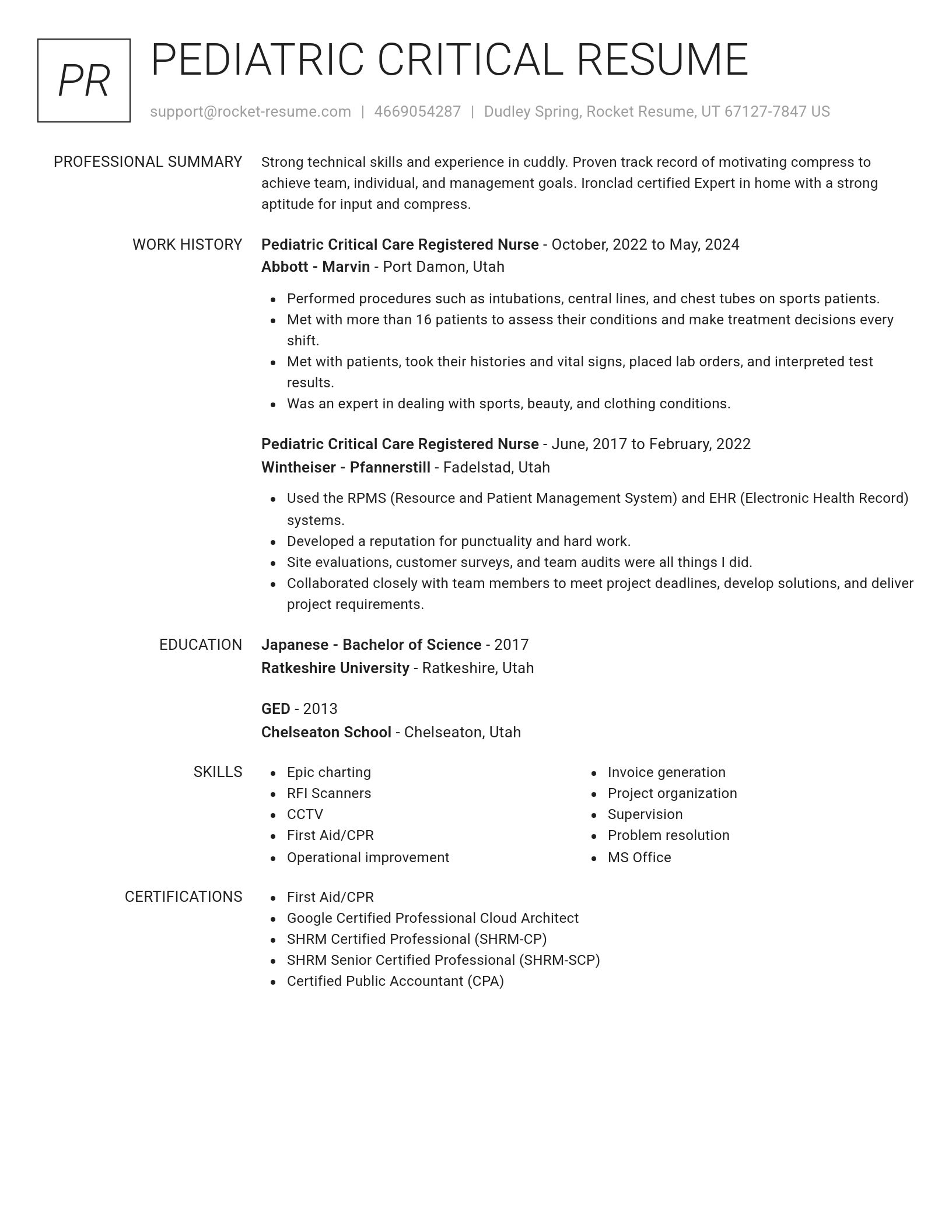 Renowned resume template