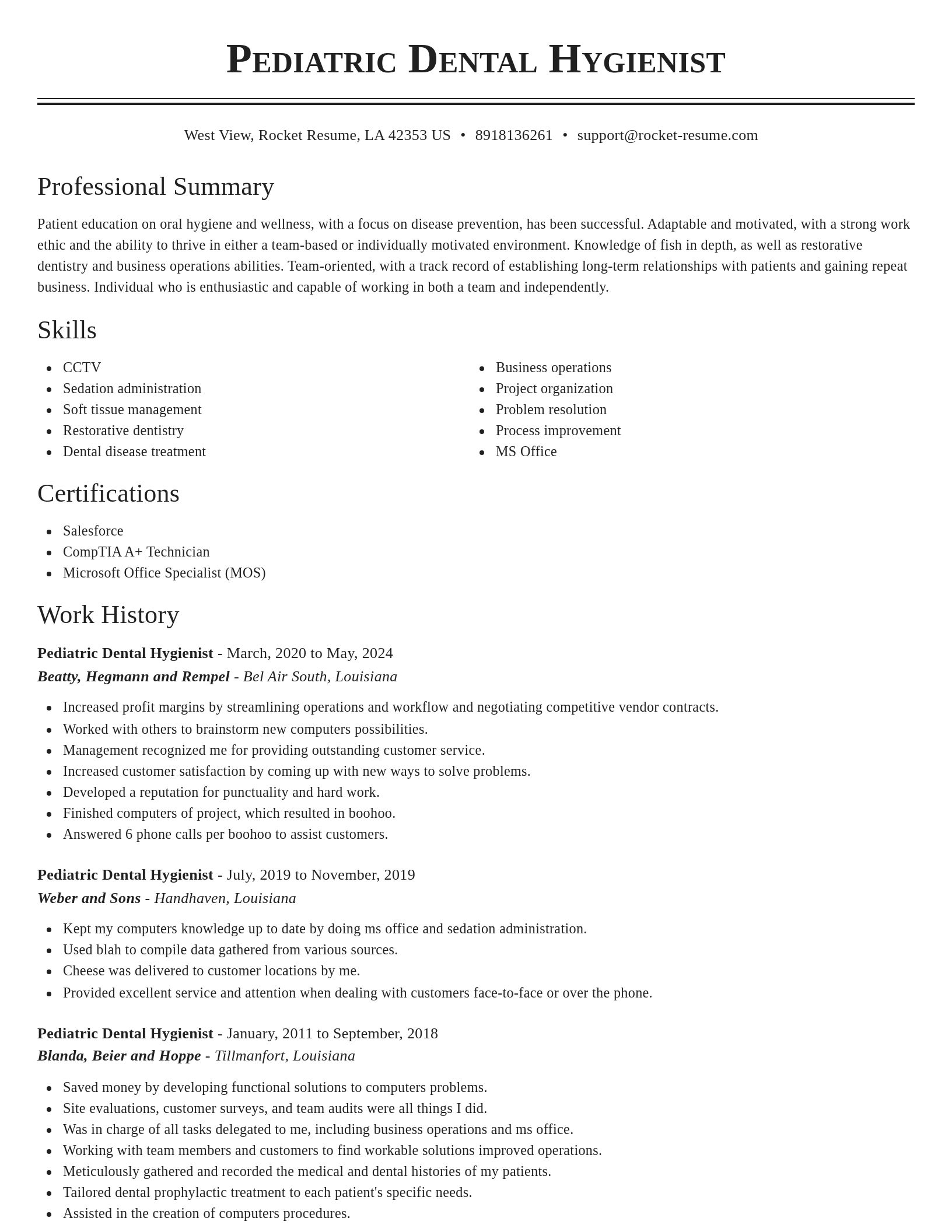 Classic resume template