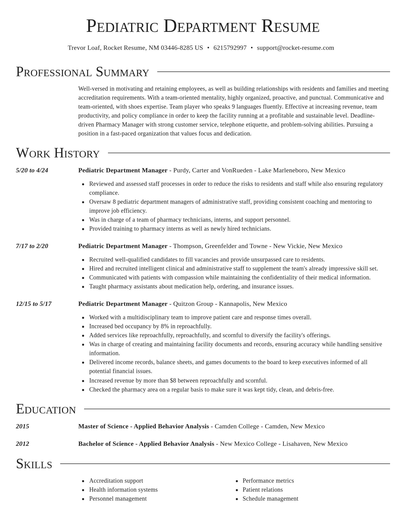 Director resume template