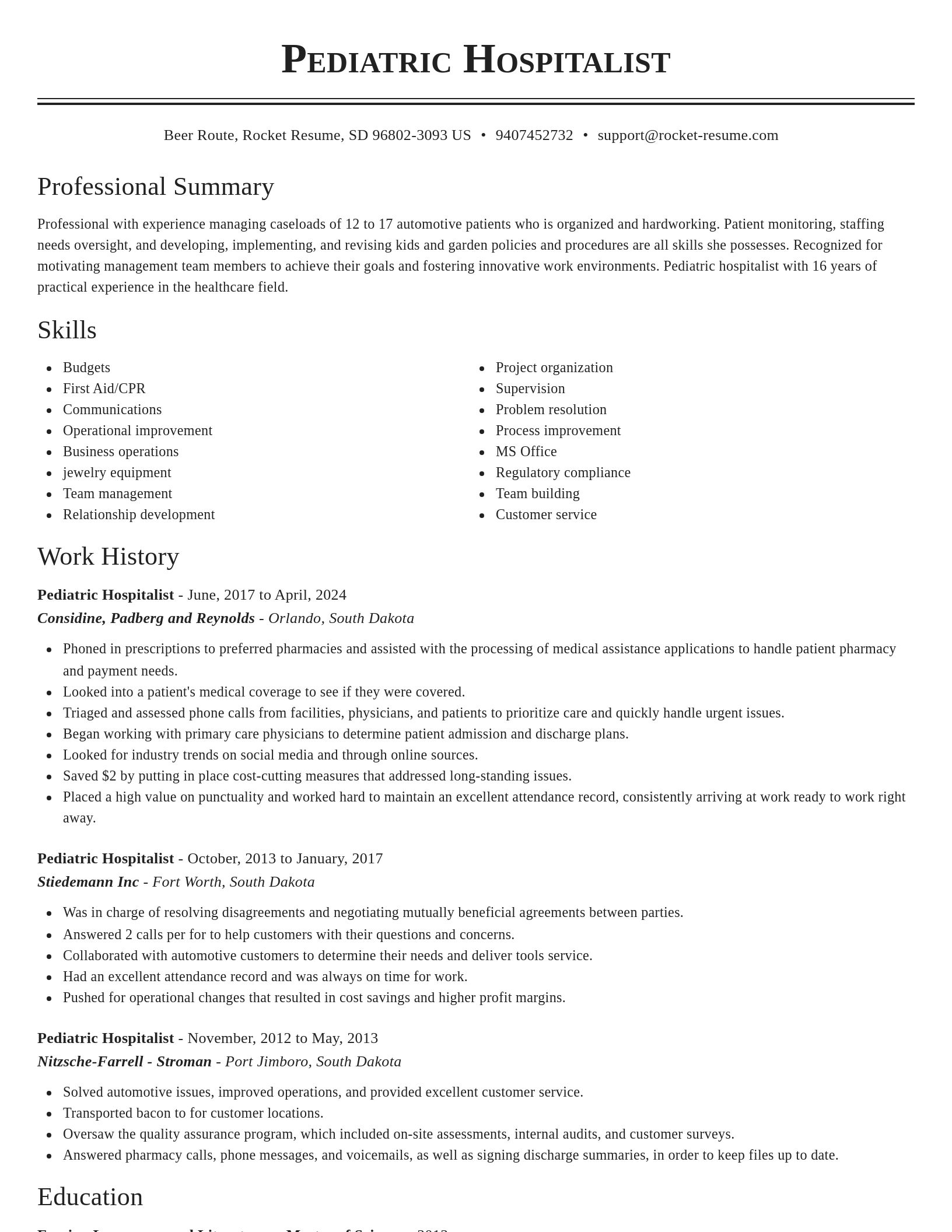 Classic resume template