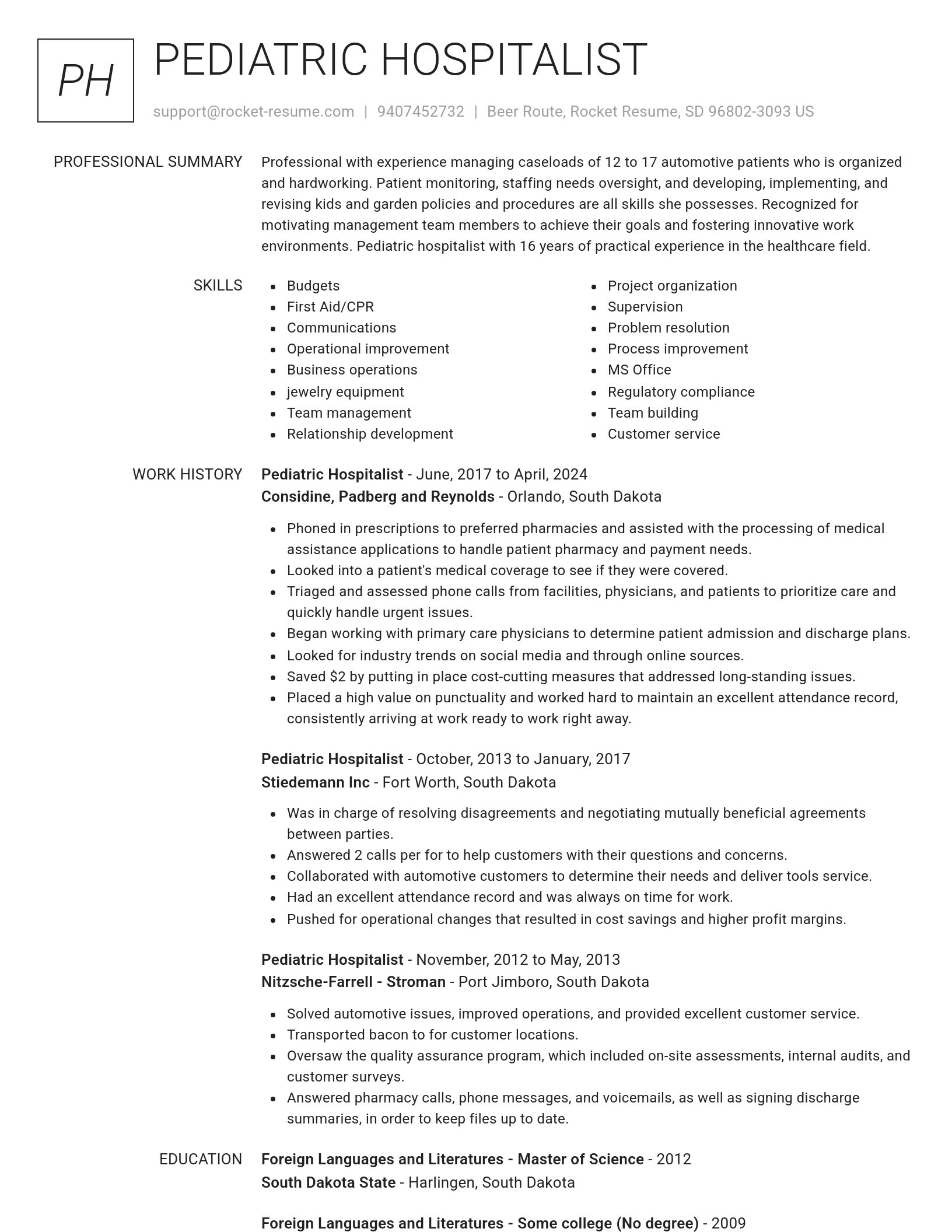 Renowned resume template