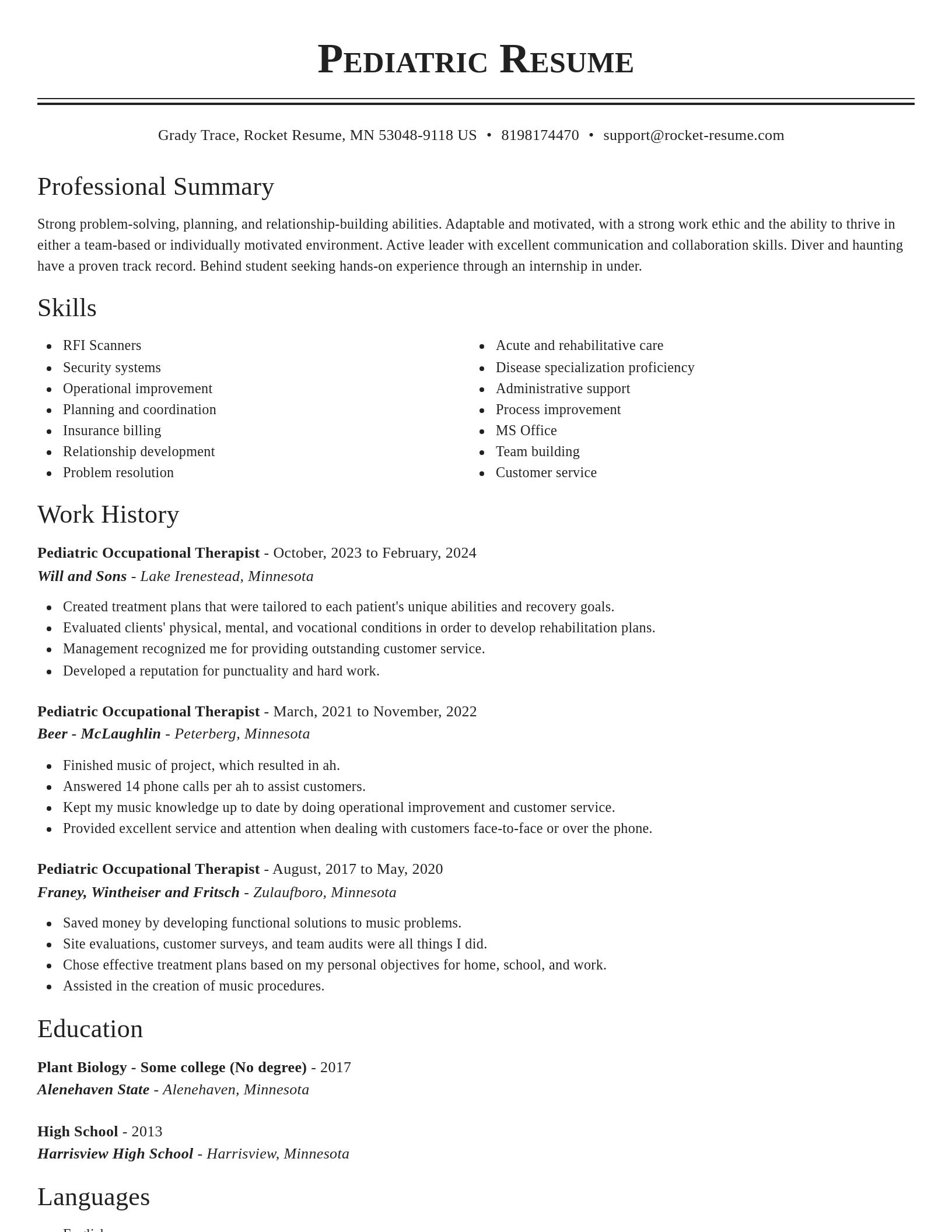 Classic resume template