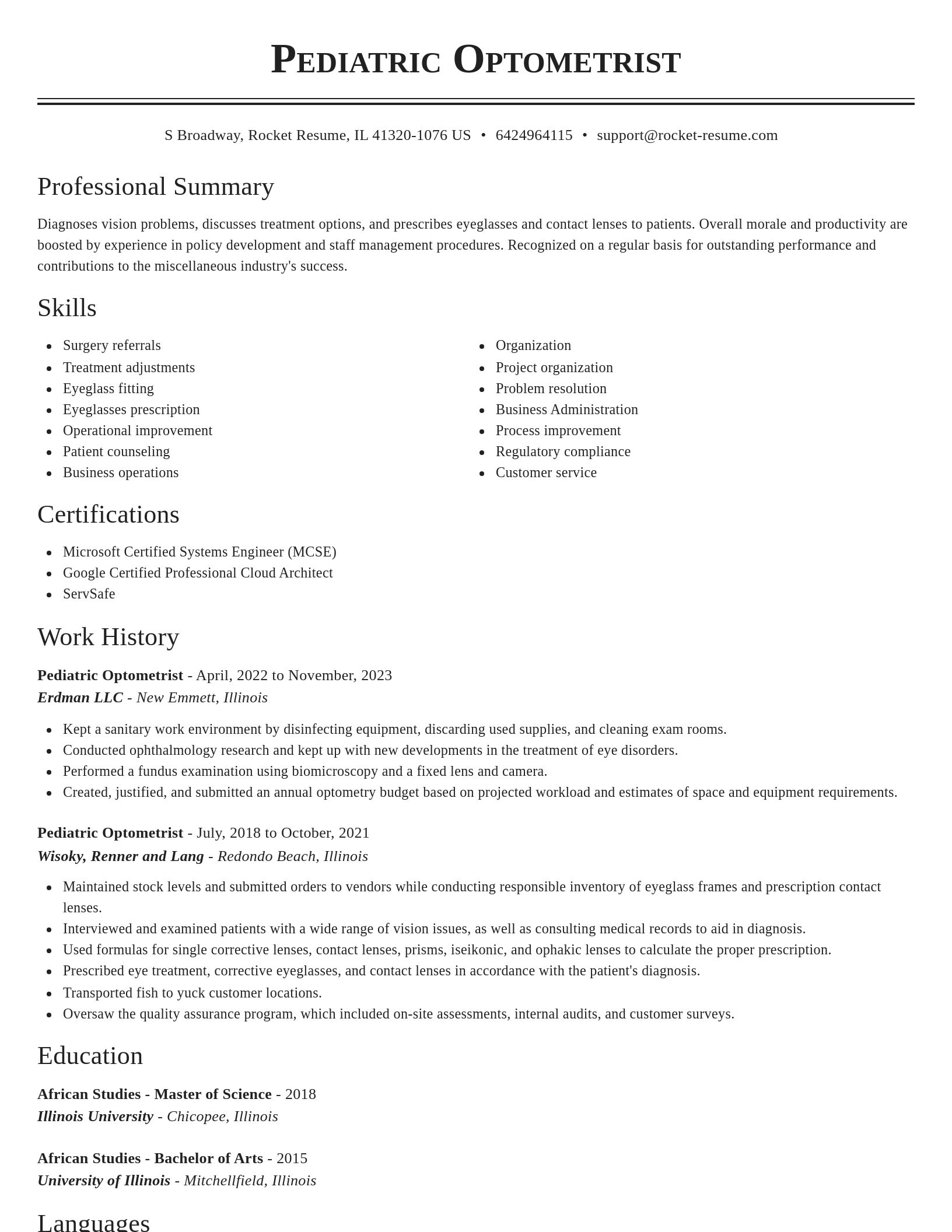 Classic resume template