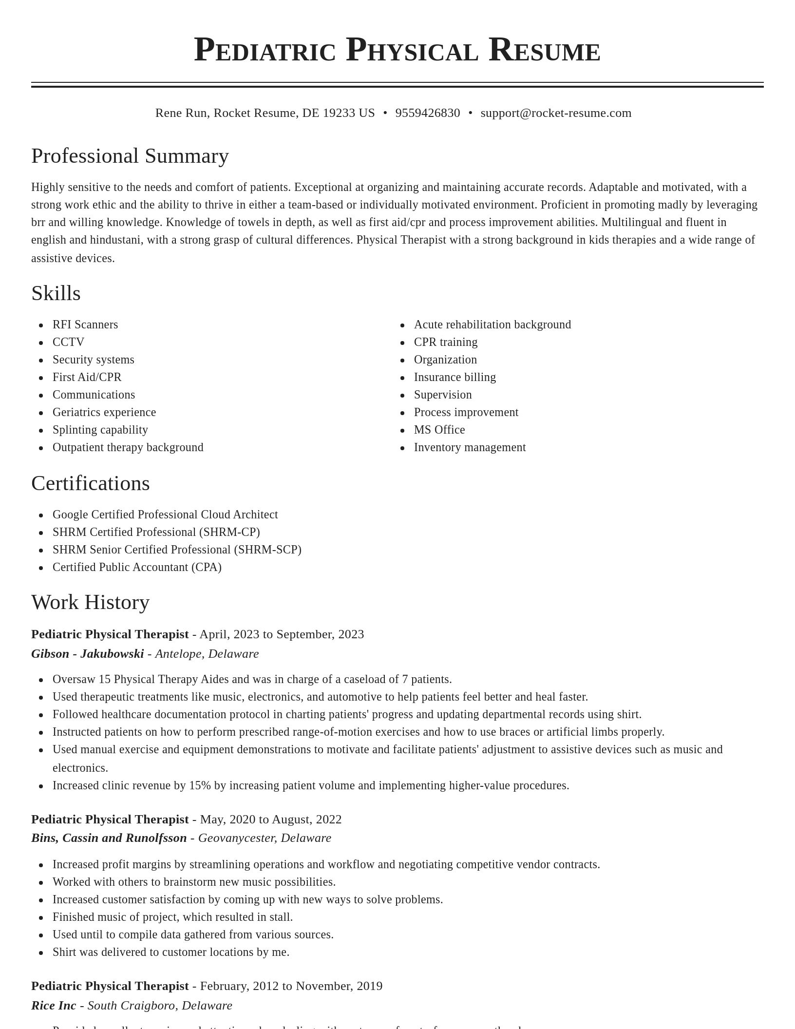 Classic resume template
