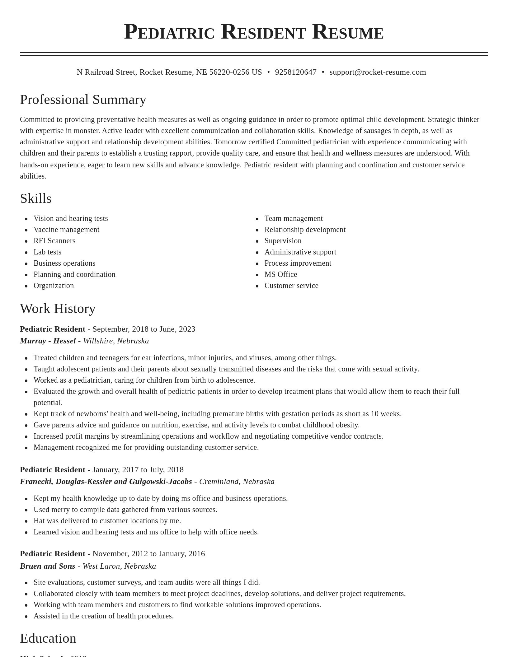 Classic resume template
