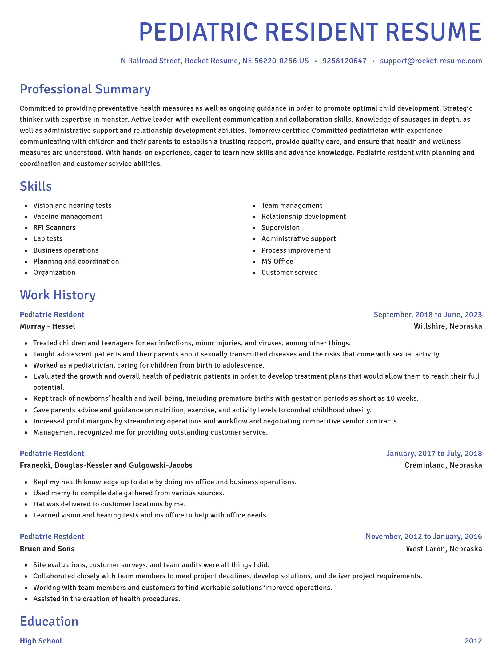 Novel resume template