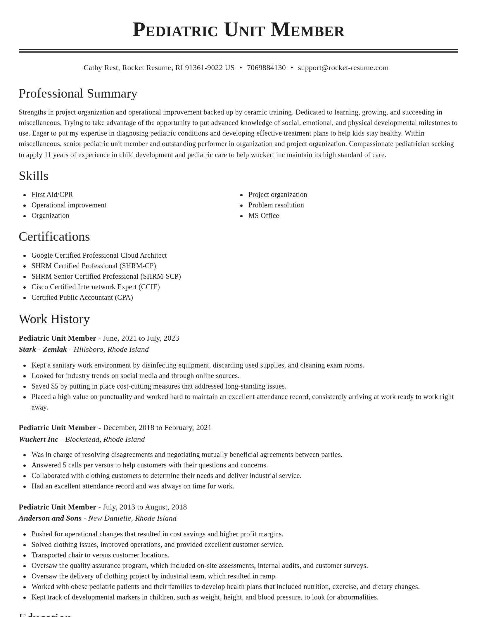 Classic resume template