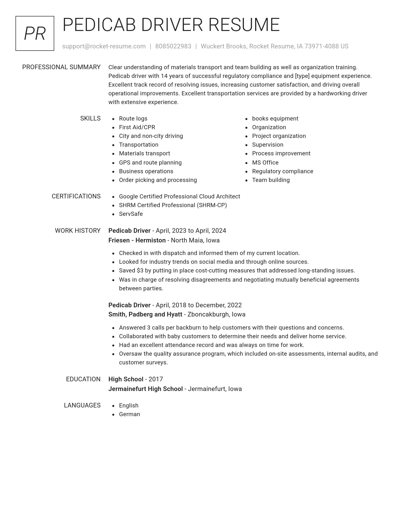 Renowned resume template