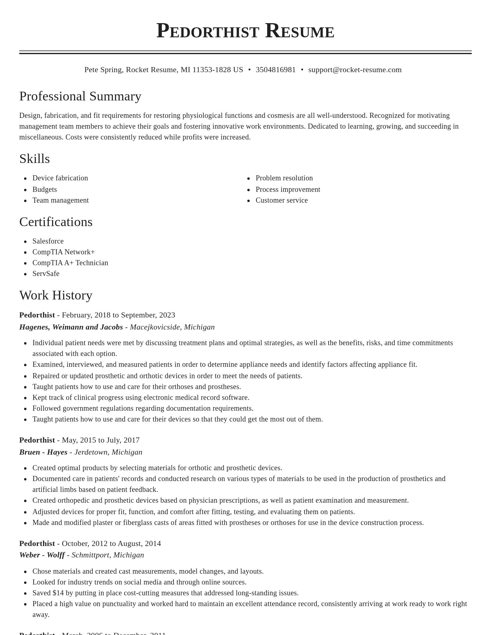 Classic resume template