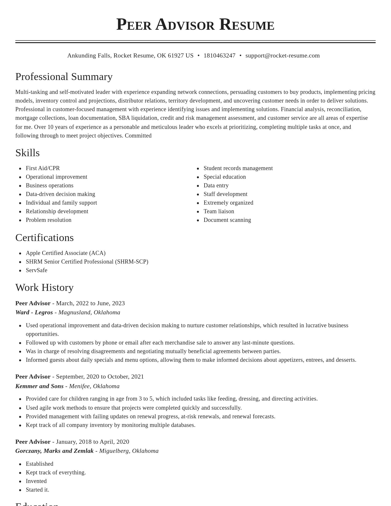 Classic resume template