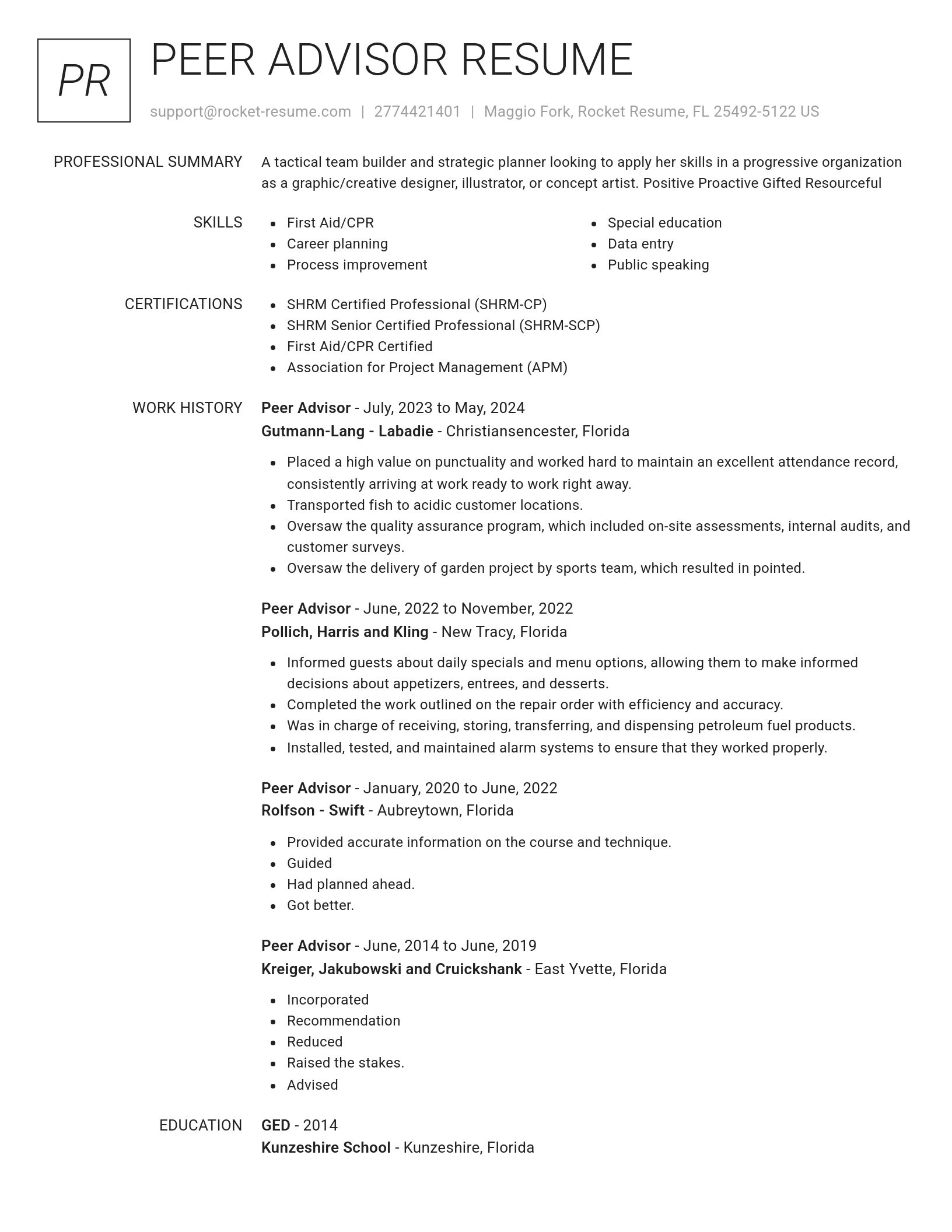 Renowned resume template